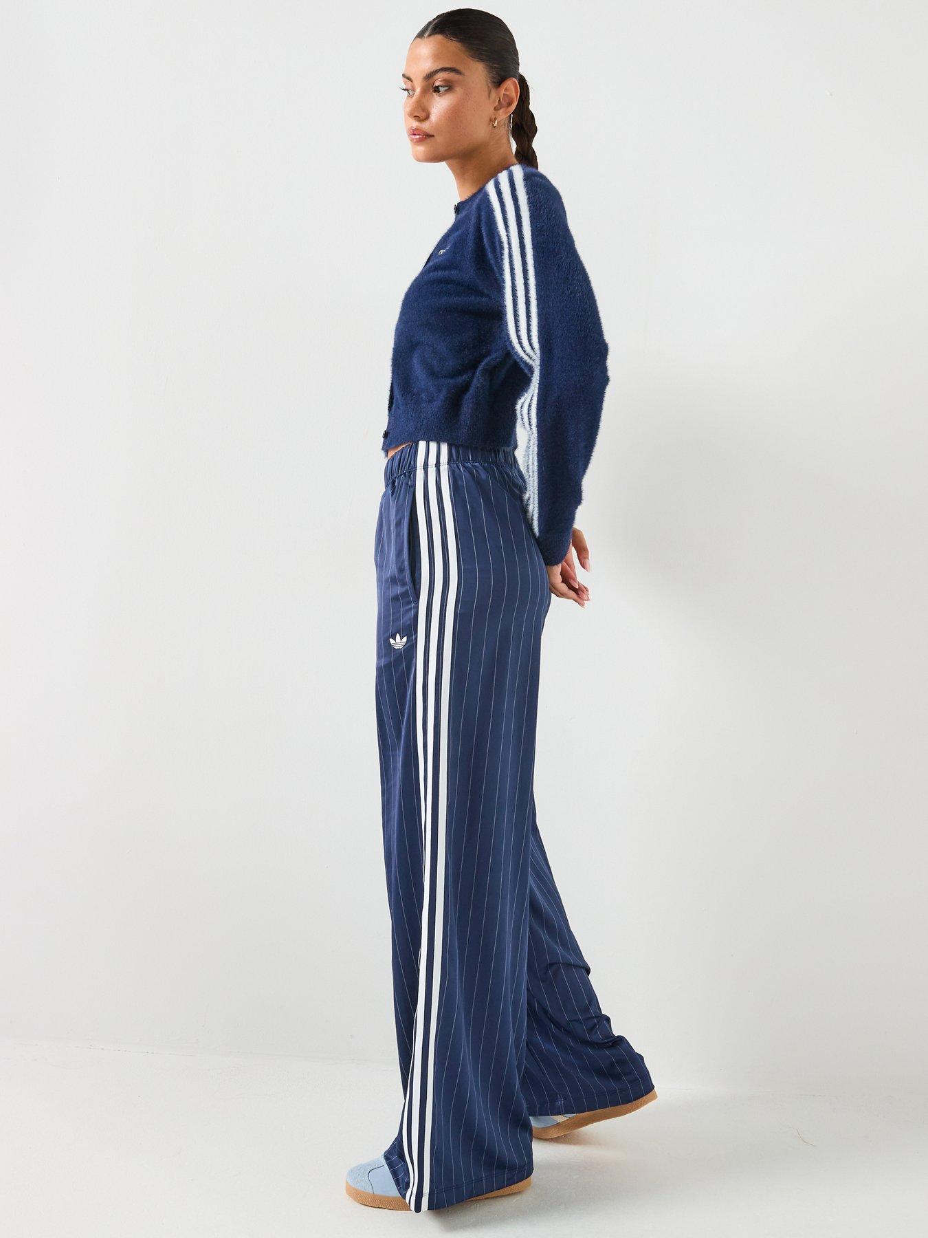Image 6 of 6 of adidas Originals Womens Soccer Summer Satin Wide Leg Pants - Navy - Blue