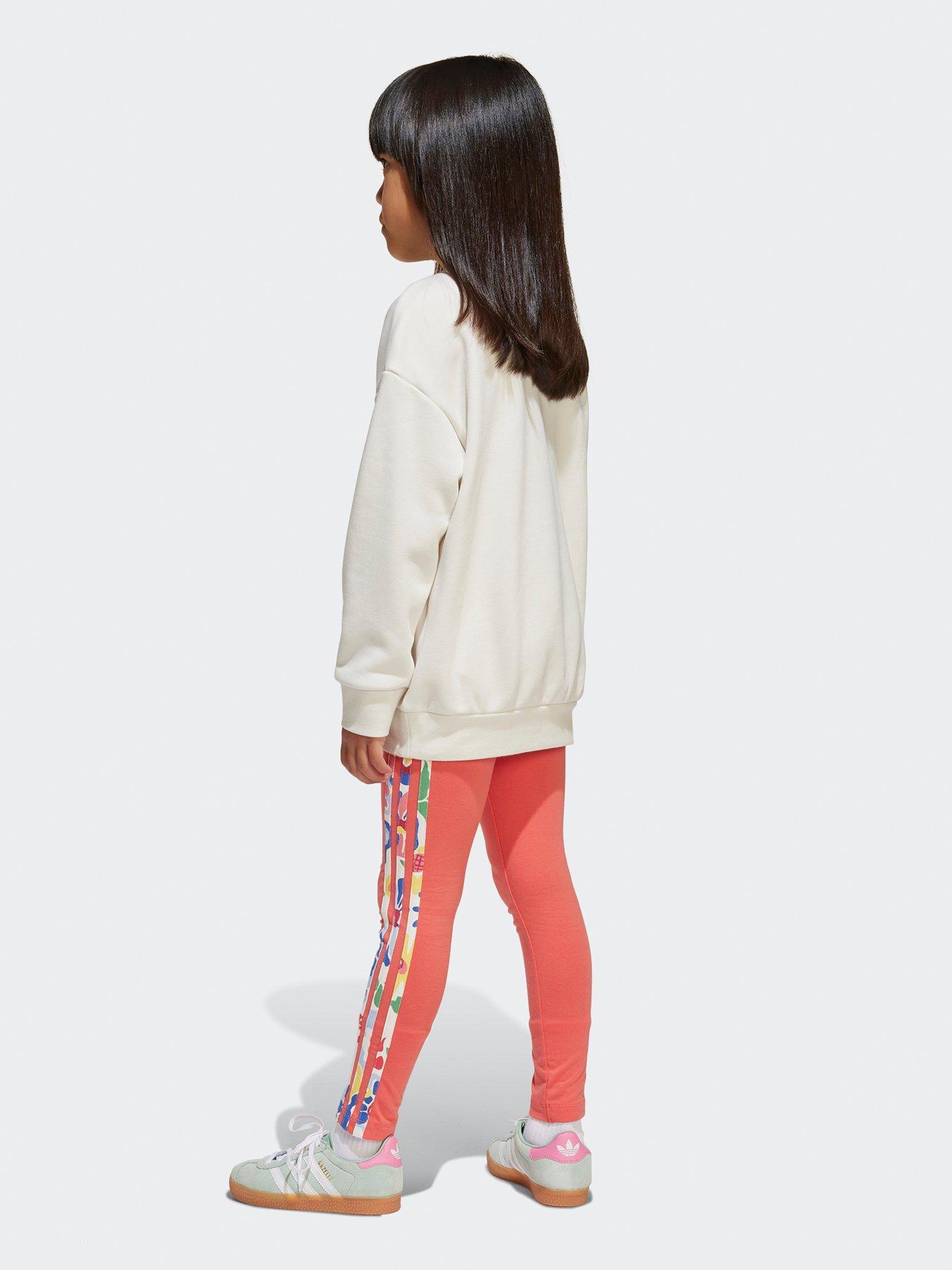  image of adidas-originals-kids-girls-liberty-london-crew-leggings-set-white