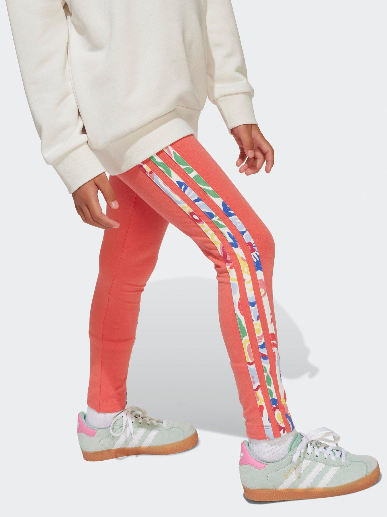  image of adidas-originals-kids-girls-liberty-london-crew-leggings-set-white