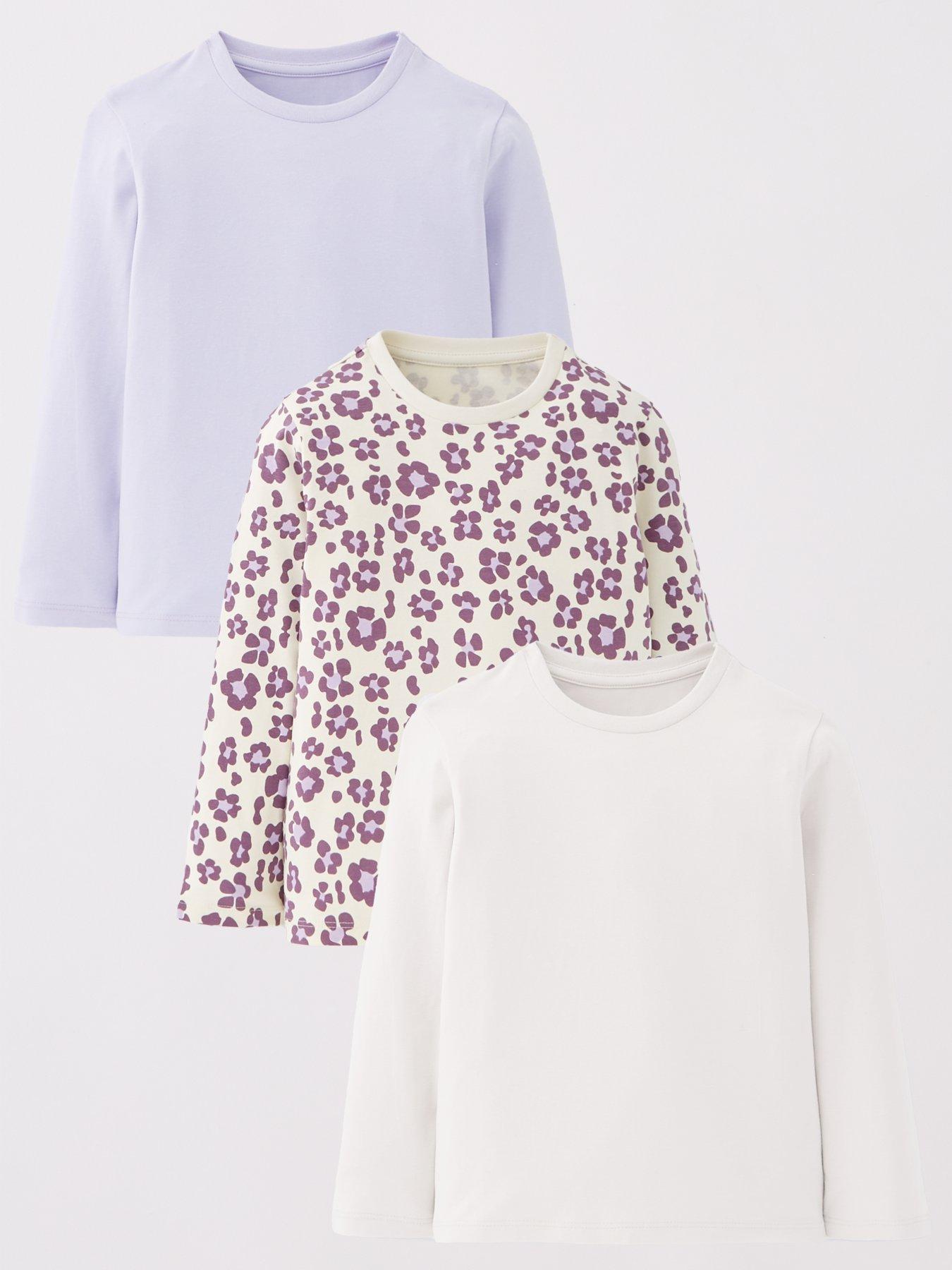 The Very Collection Girls 3 Pack Long Sleeve Top - Multi