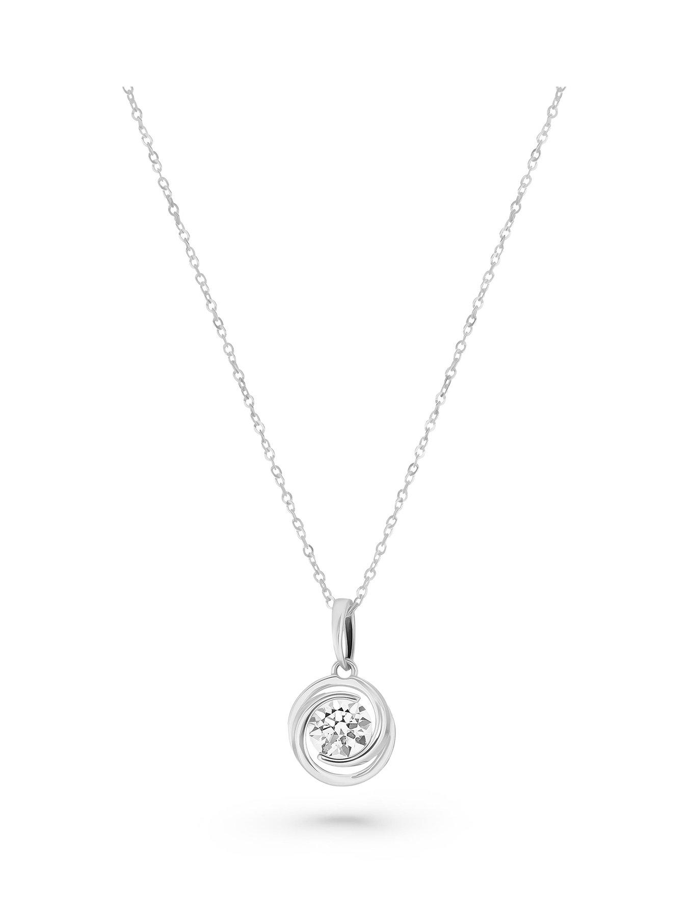  image of beaverbrooks-9ct-white-gold-cubic-zirconia-pendant