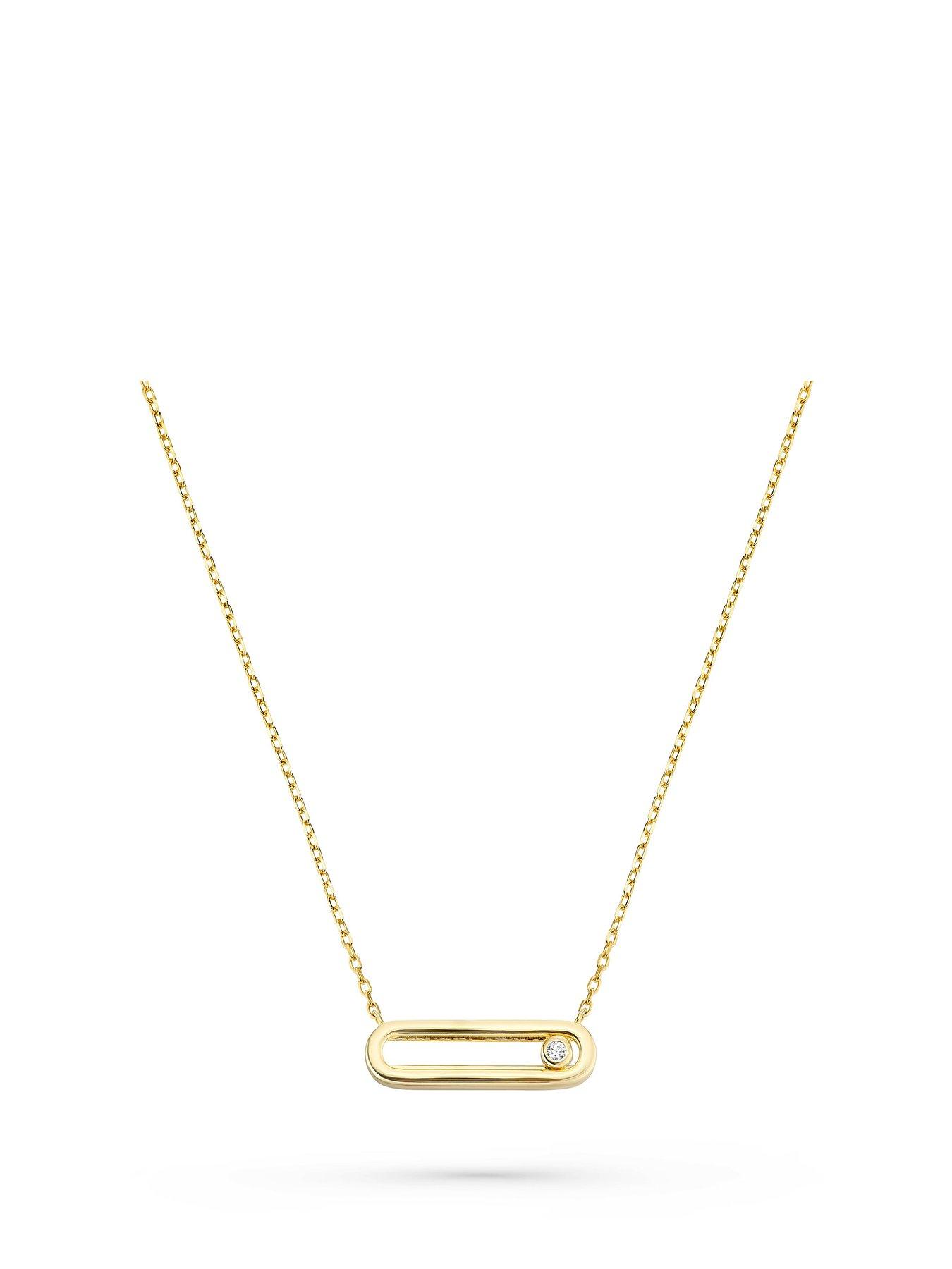 undefined Yellow Gold Plated Cubic Zirconia Glide Necklace