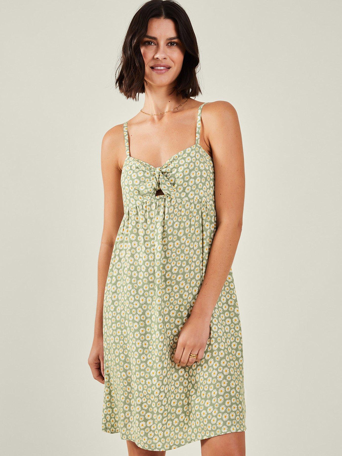  image of accessorize-daisy-tie-front-mini-dress-light-green