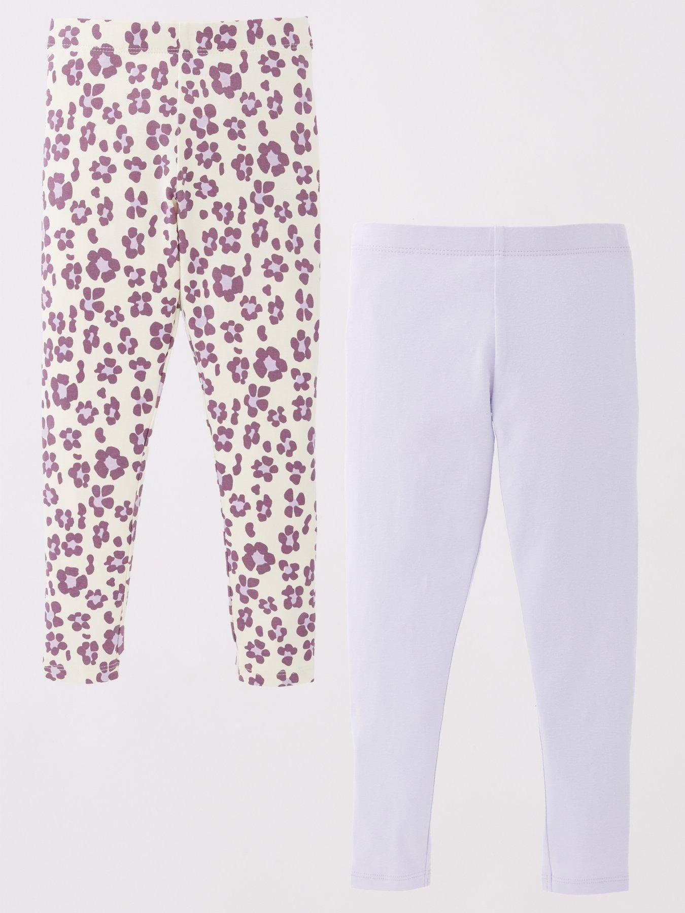 Mini V by Very Girls 2 Pack Cotton Animal Print Leggings