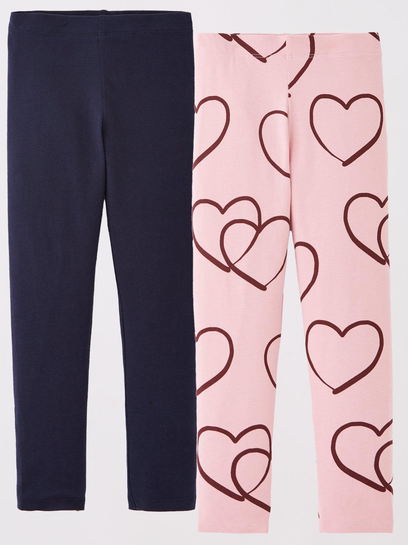 The Very Collection Girls Heart Print 2 Pack Leggings - Multi