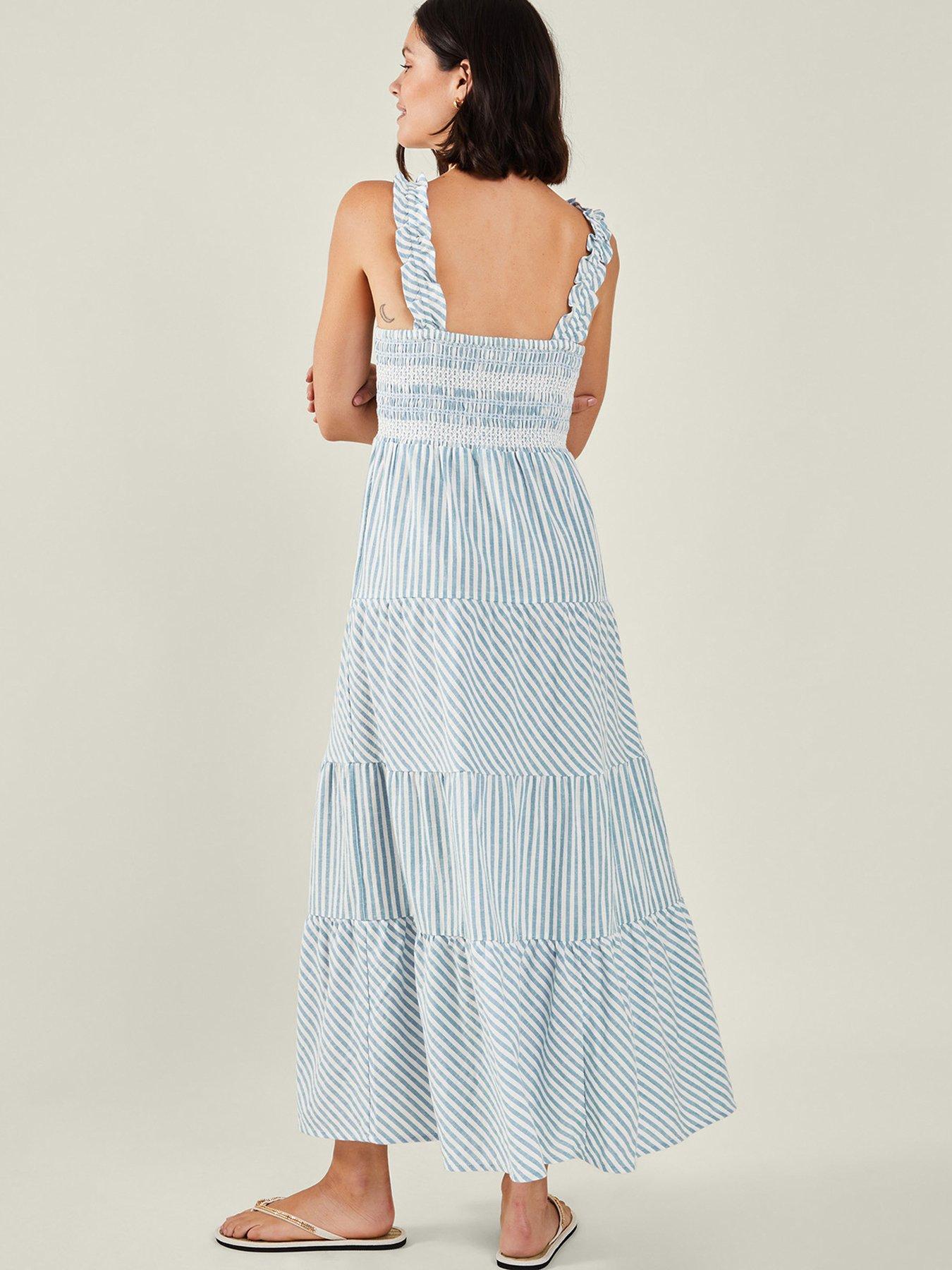 Accessorize Stripe Tiered Maxi Dress - Blue