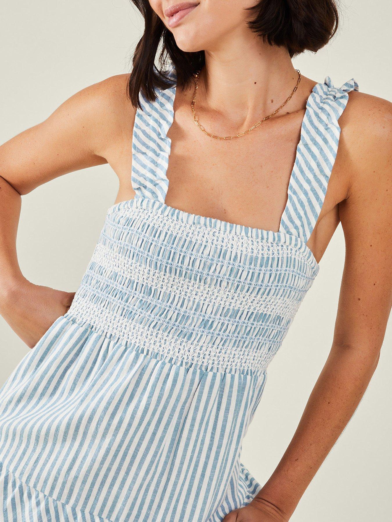 Accessorize Stripe Tiered Maxi Dress - Blue