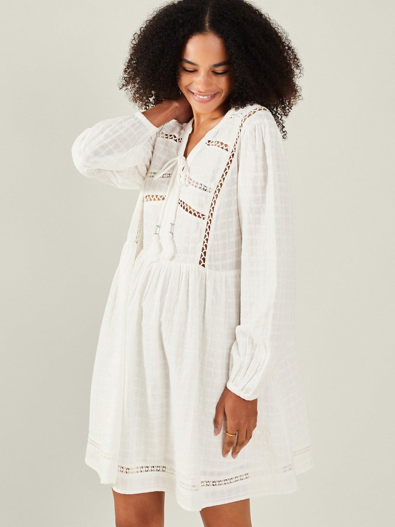 undefined Lace Insert Cover Up - White