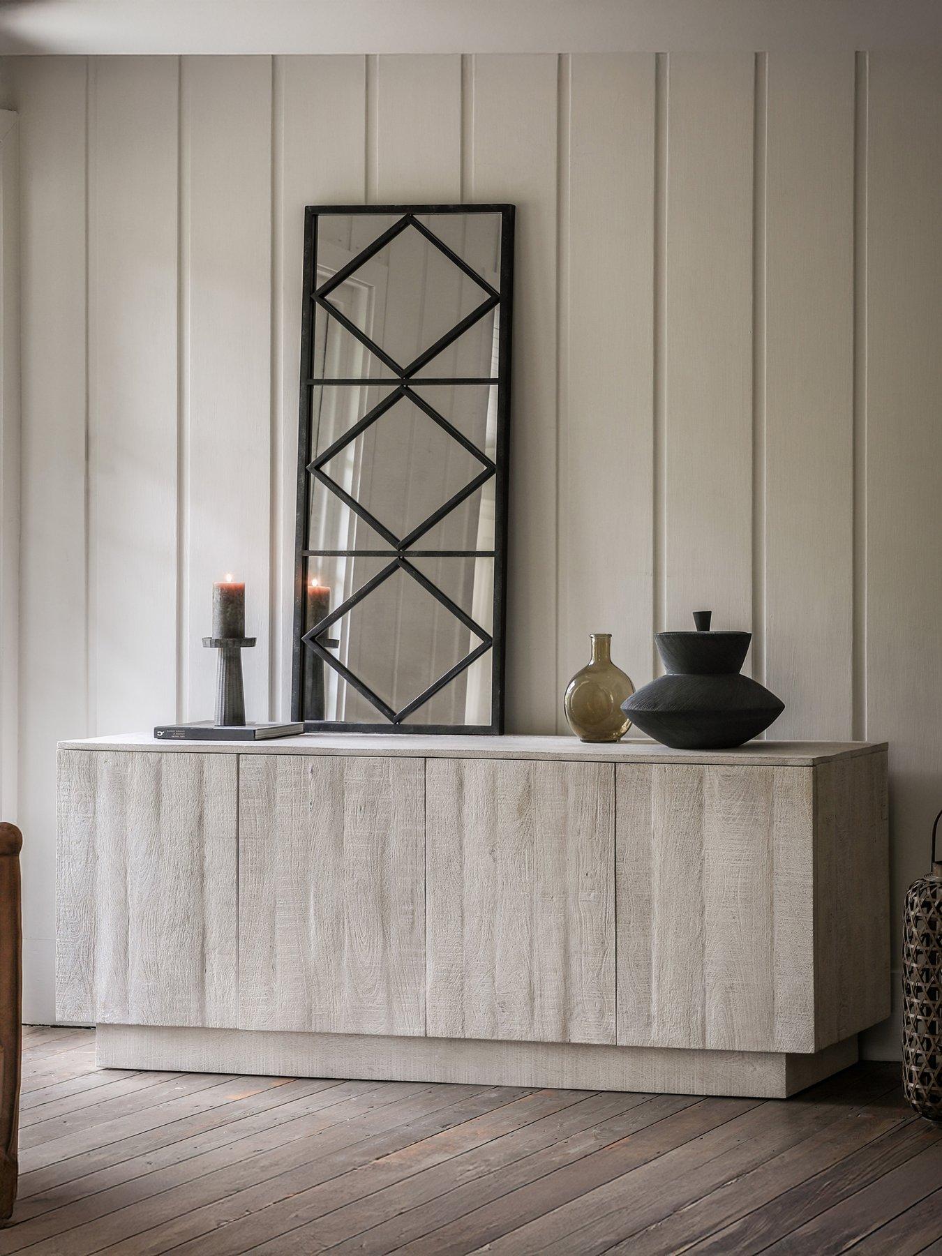 Image 1 of 7 of Gallery Direct Lina&nbsp;Ready Assembled Mango Wood 4 Door Sideboard - Whitewash