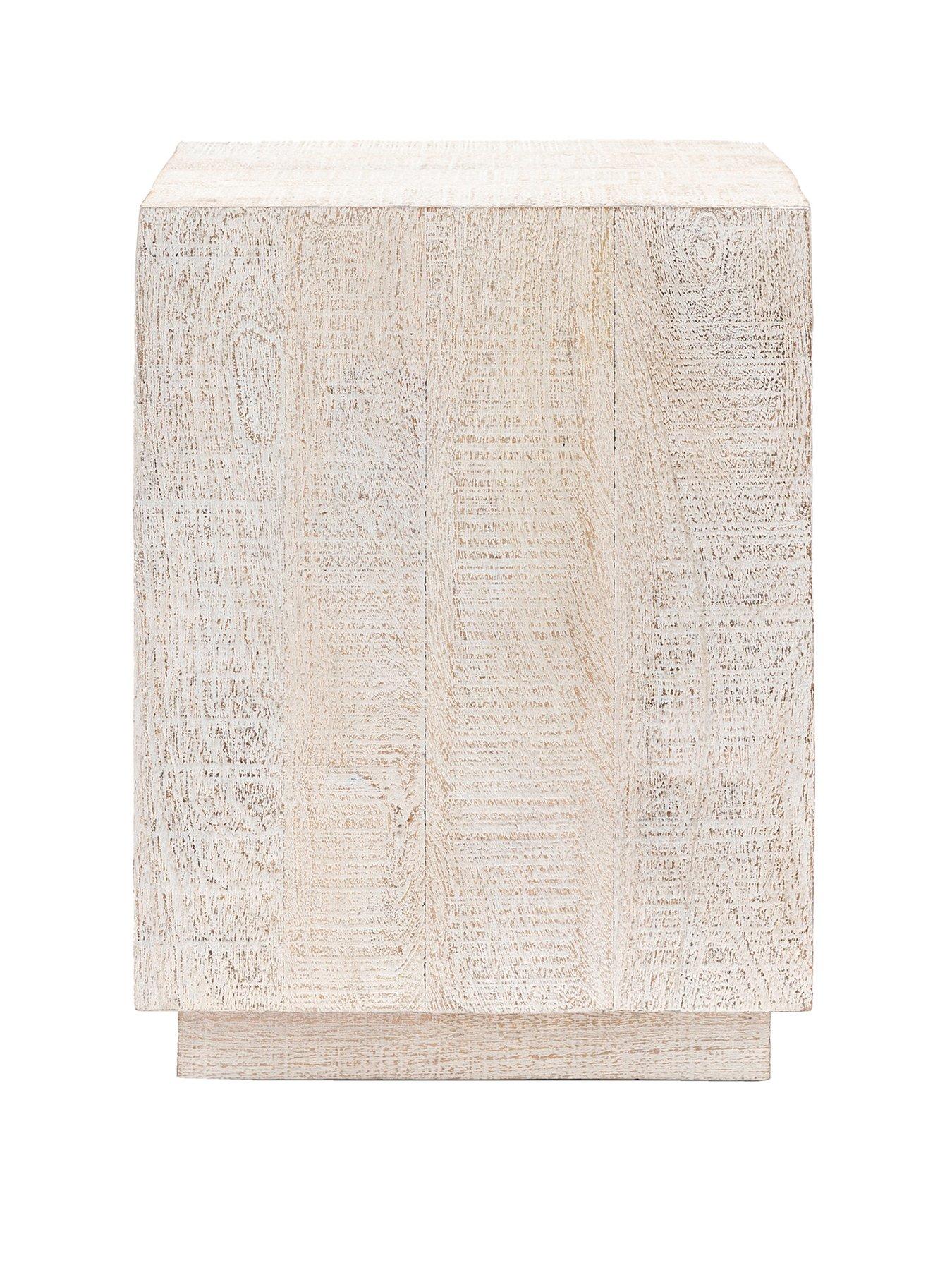  image of gallery-direct-lina-ready-assemblednbspmango-wood-side-table-whitewash