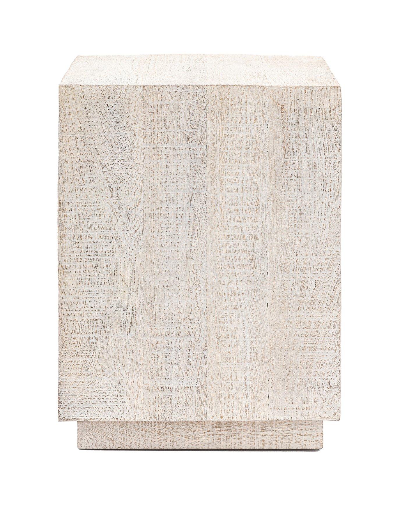  image of gallery-direct-lina-ready-assemblednbspmango-wood-side-table-whitewash
