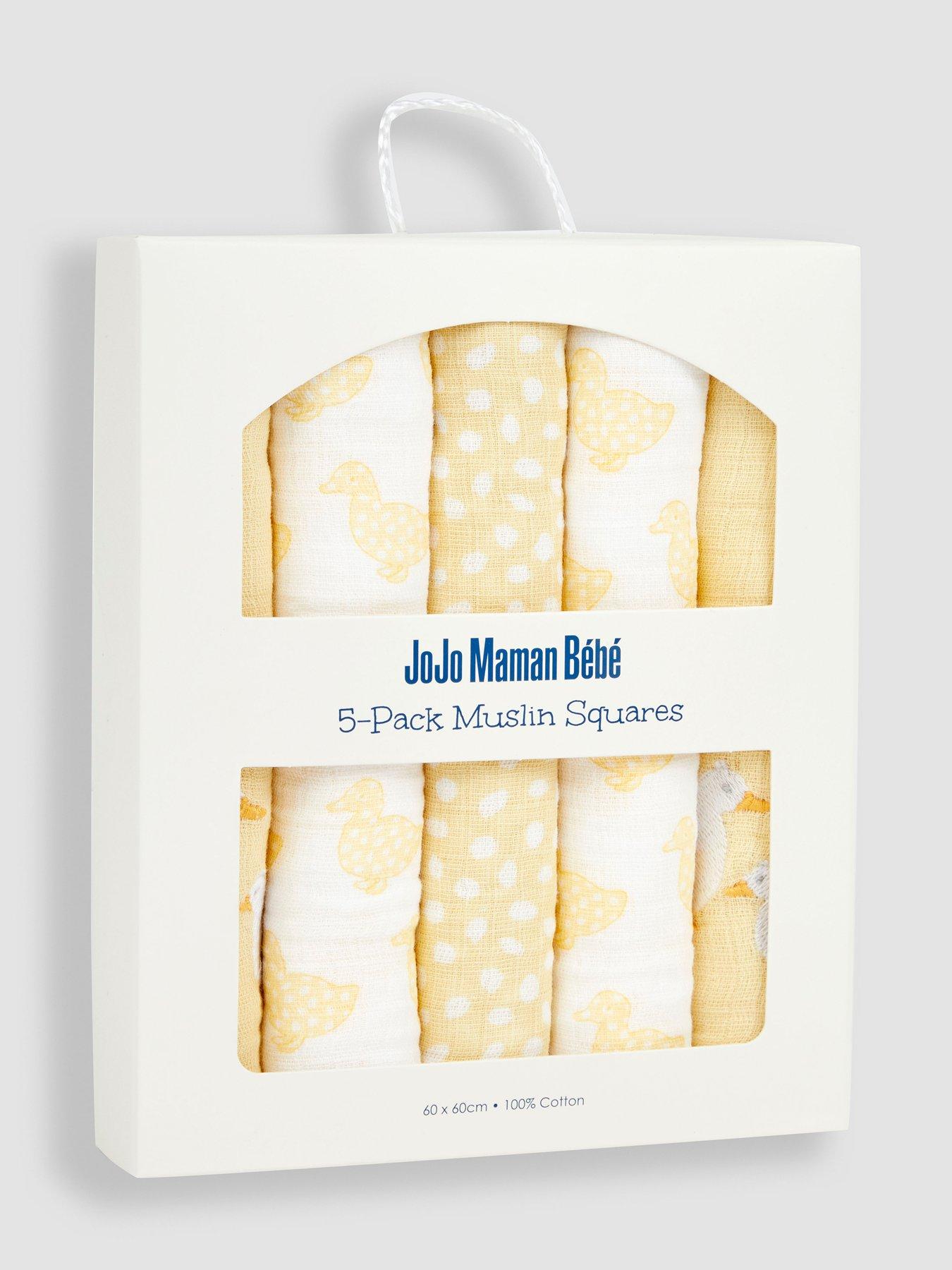jojo-maman-bebe-5-pack-yellow-duck-embroidered-muslin