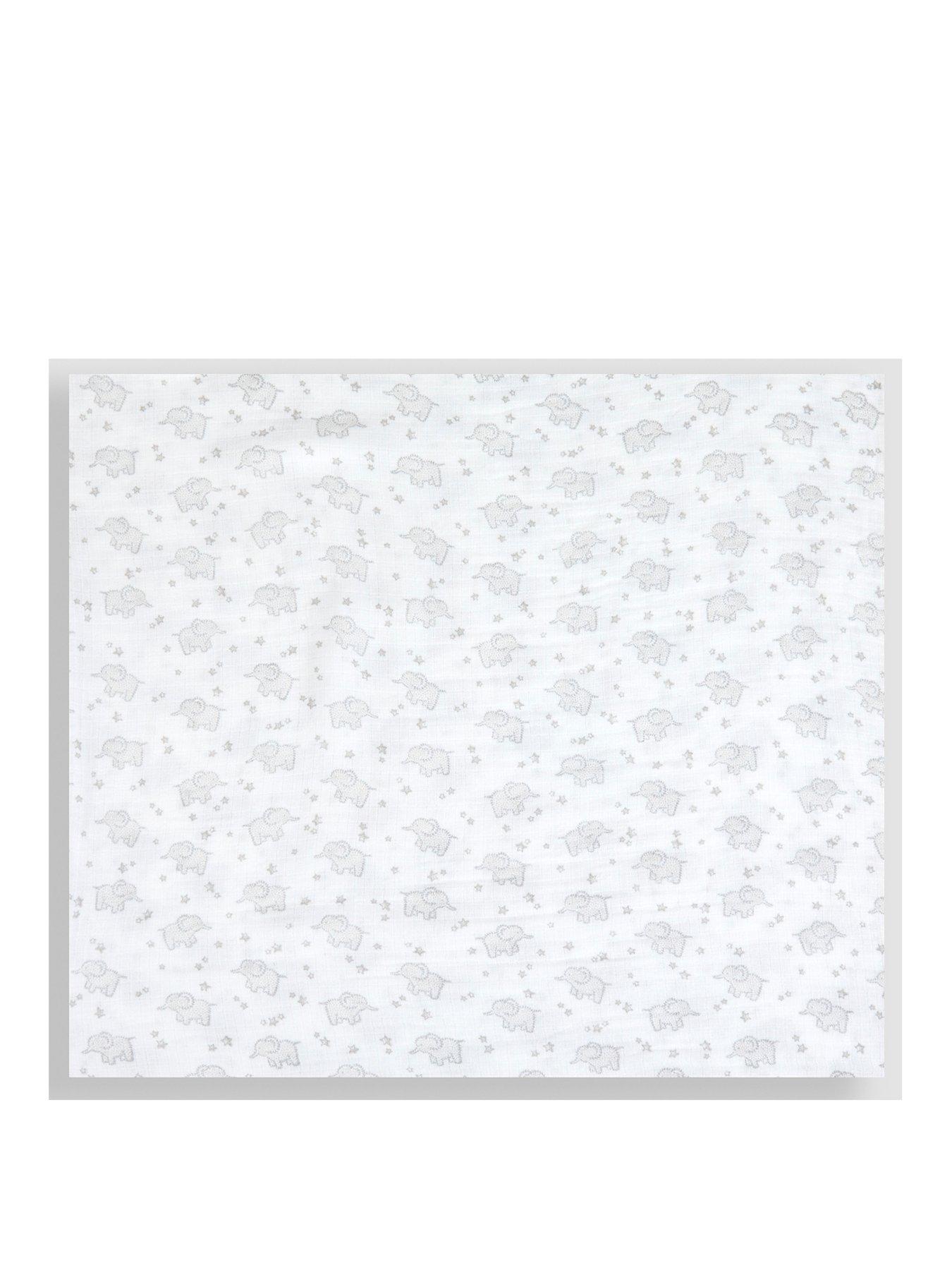  image of jojo-maman-bebe-extra-large-grey-elephant-print-muslin
