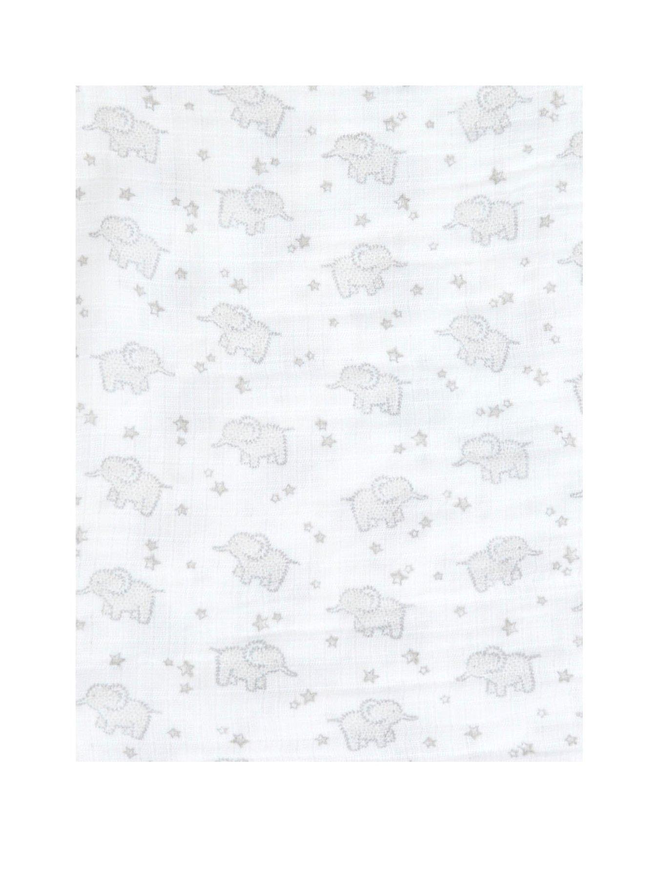  image of jojo-maman-bebe-extra-large-grey-elephant-print-muslin