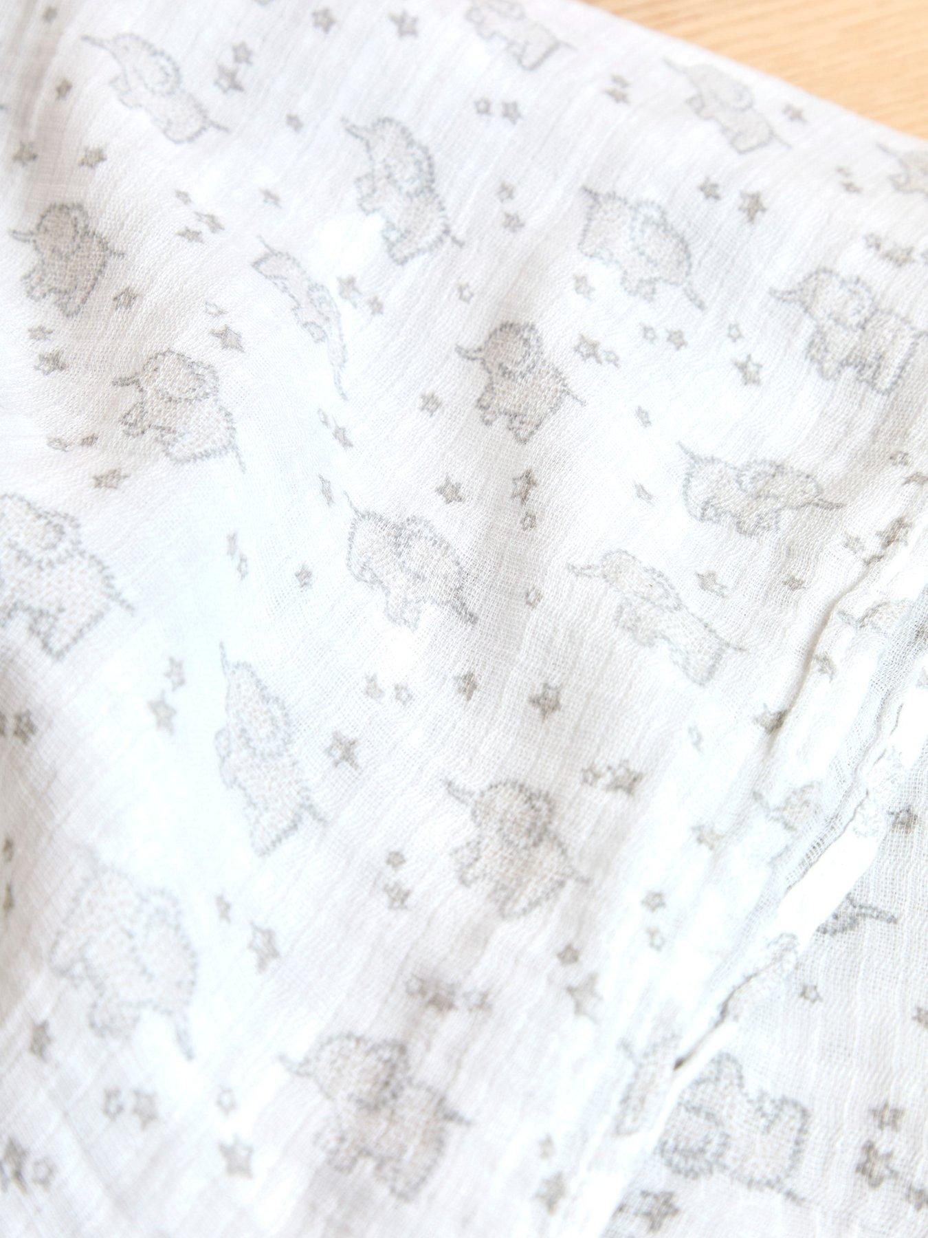  image of jojo-maman-bebe-extra-large-grey-elephant-print-muslin