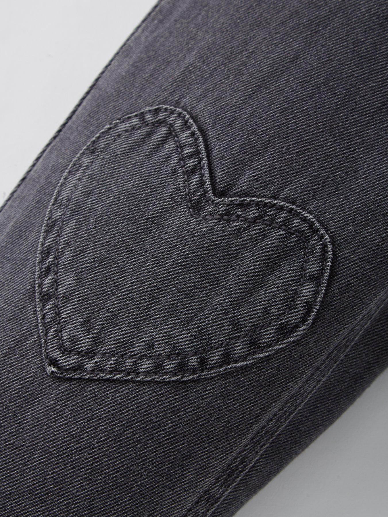  image of mini-v-by-very-girls-mom-jean-with-heart-applique-black