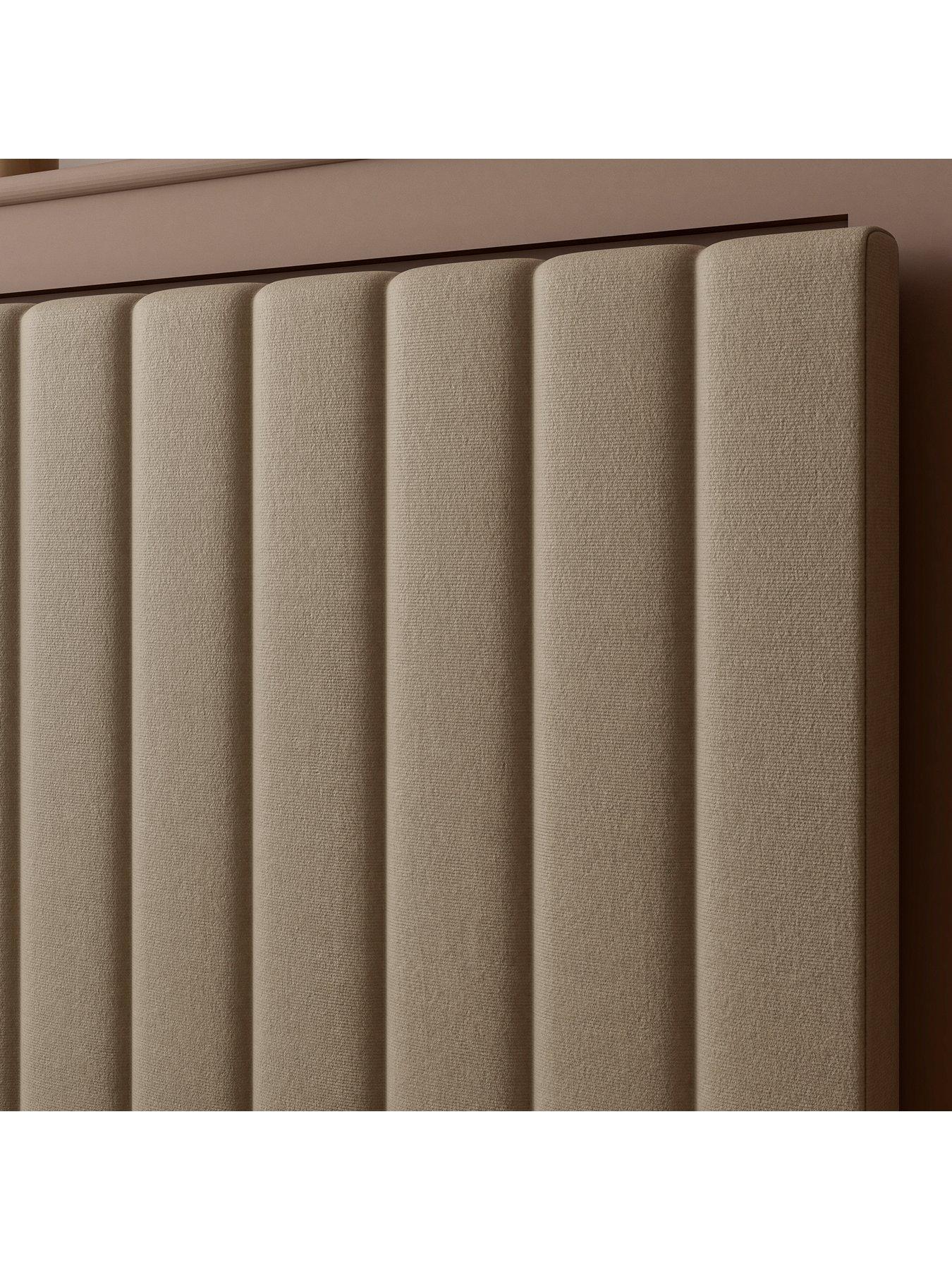 Image 3 of 7 of XR Living Maisie Upholstered Velvet Ottoman TV Bed with Under Frame LED Lights - Natural Stone