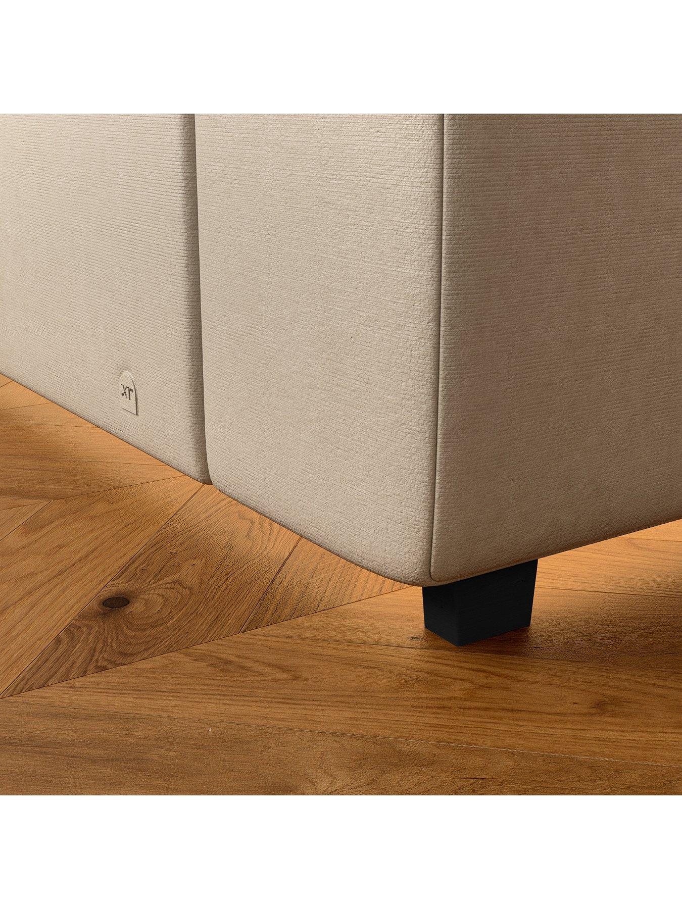 Image 4 of 7 of XR Living Maisie Upholstered Velvet Ottoman TV Bed with Under Frame LED Lights - Natural Stone