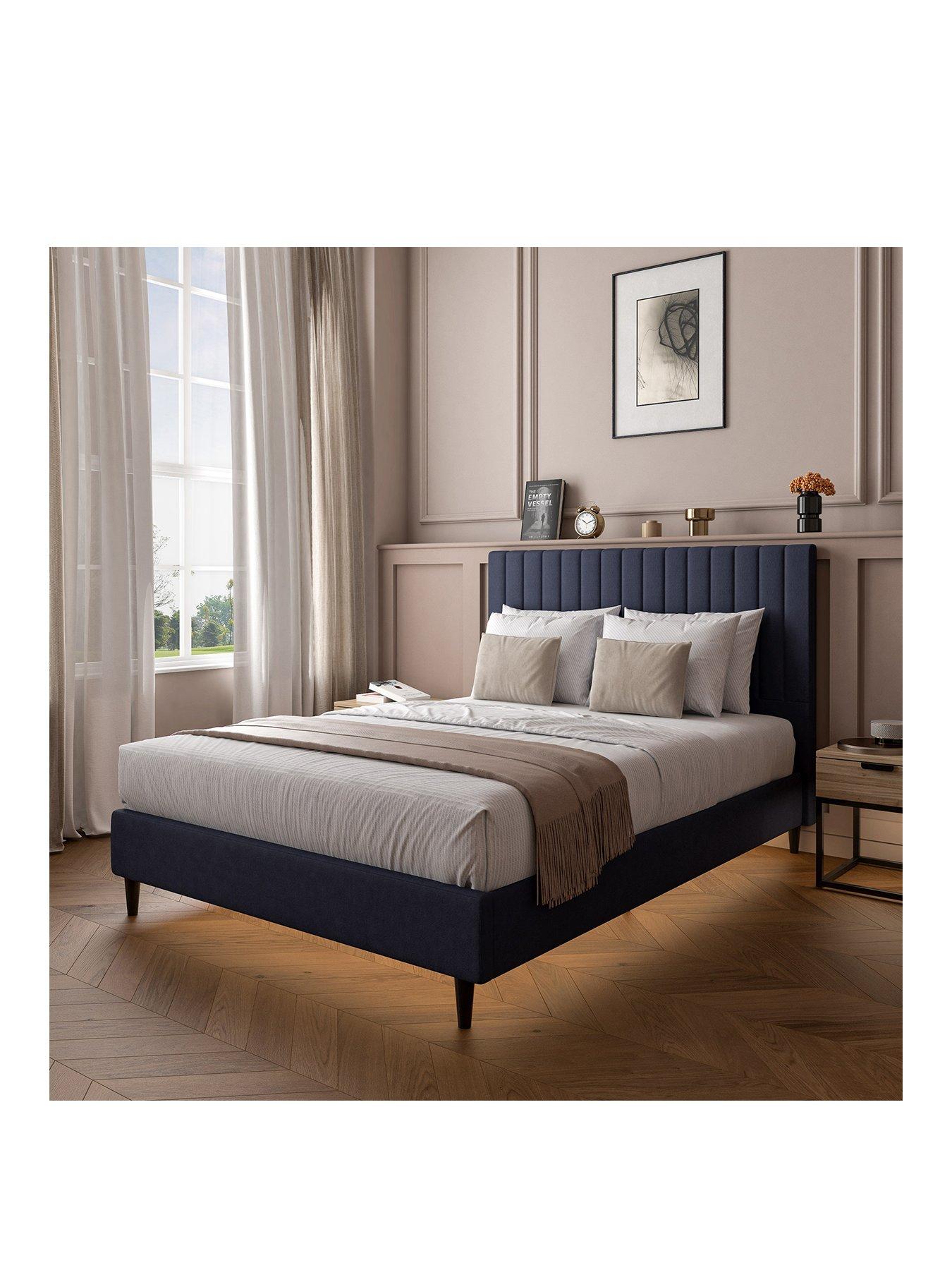 Image 2 of 8 of XR Living Maisie Velvet Bed Frame with Under Frame LED Lights &ndash; Navy