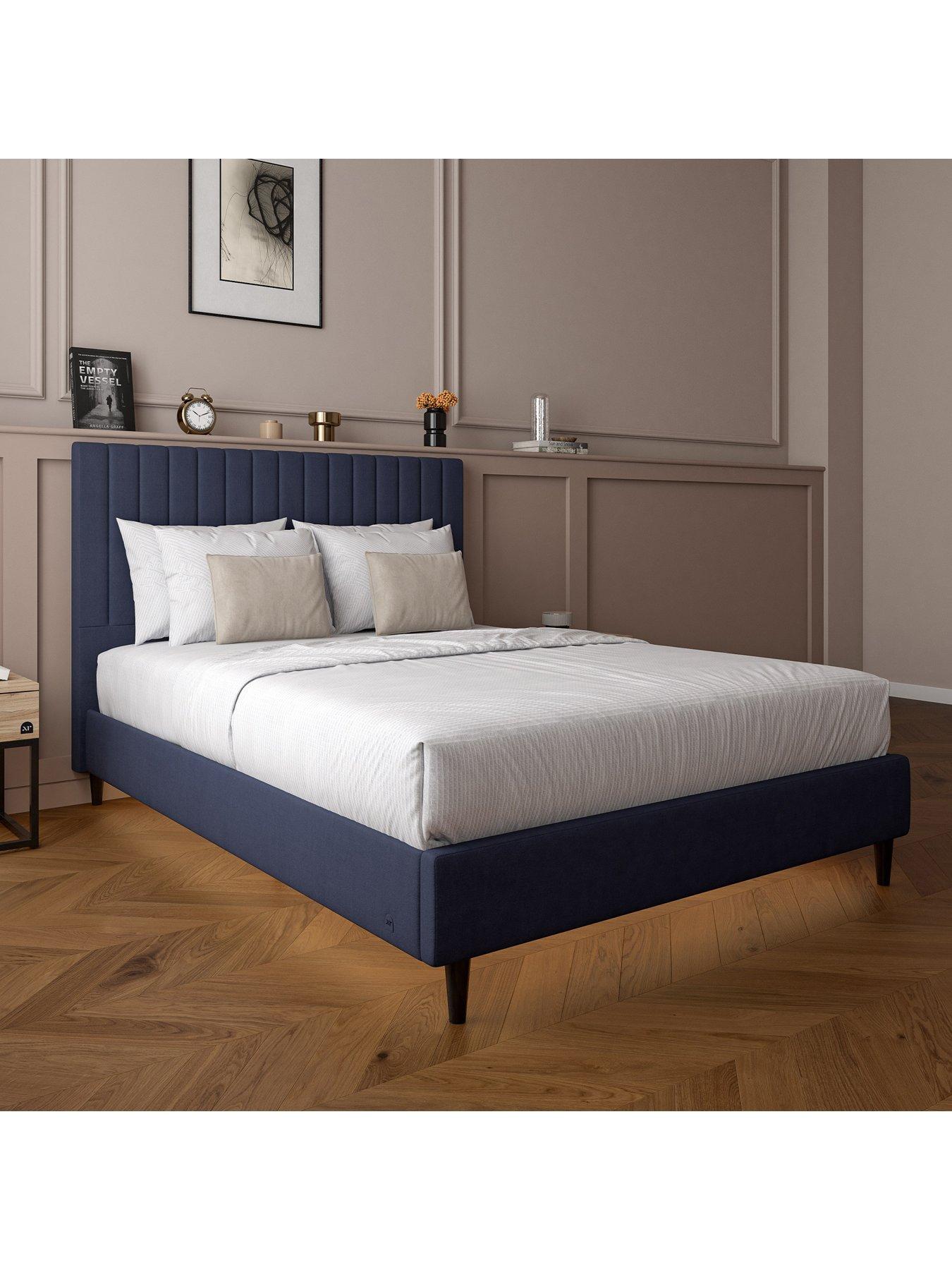 Image 6 of 8 of XR Living Maisie Velvet Bed Frame with Under Frame LED Lights &ndash; Navy