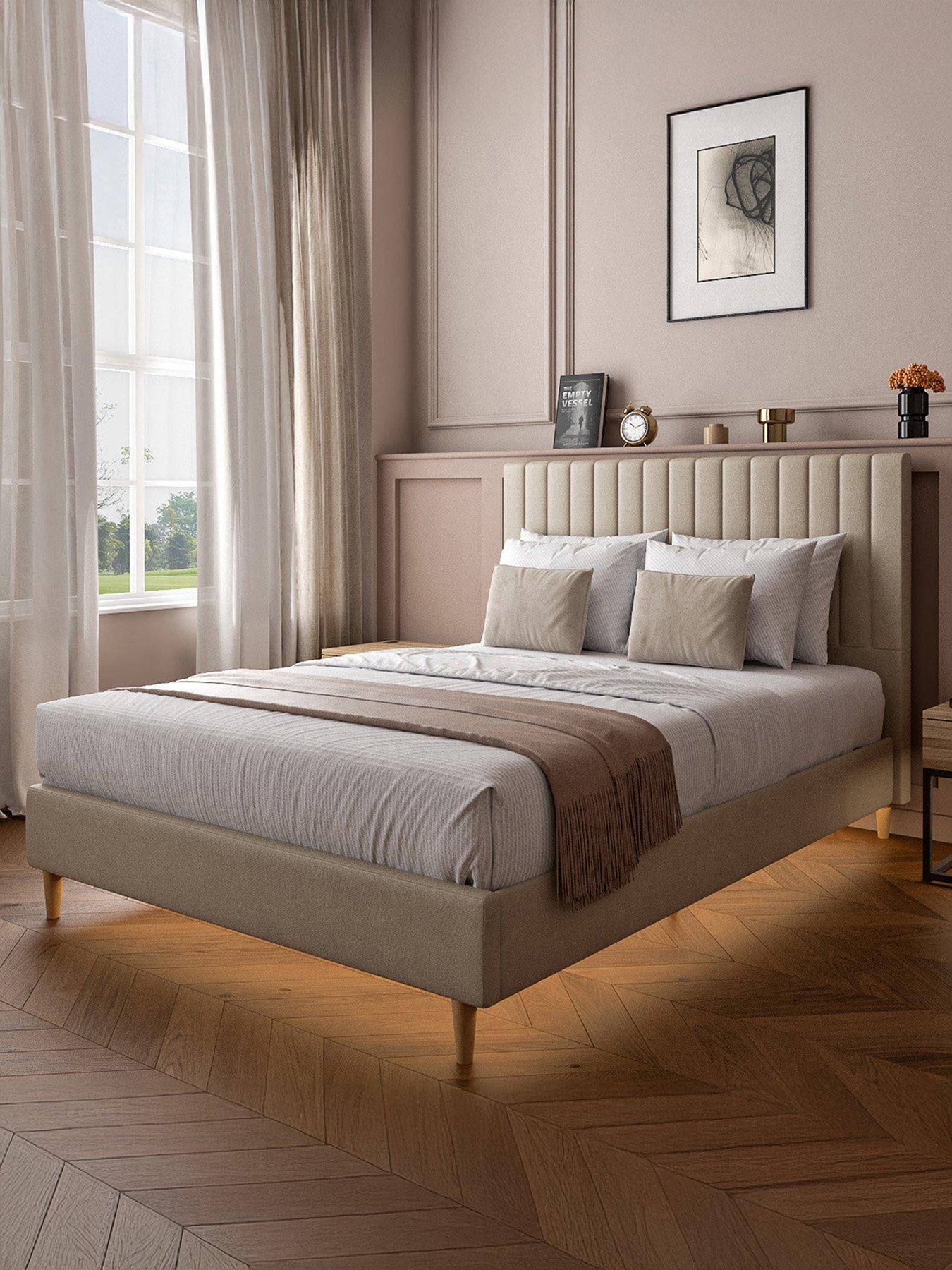 xr-living-maisie-fabric-bed-frame-with-underframe-lighting-natural