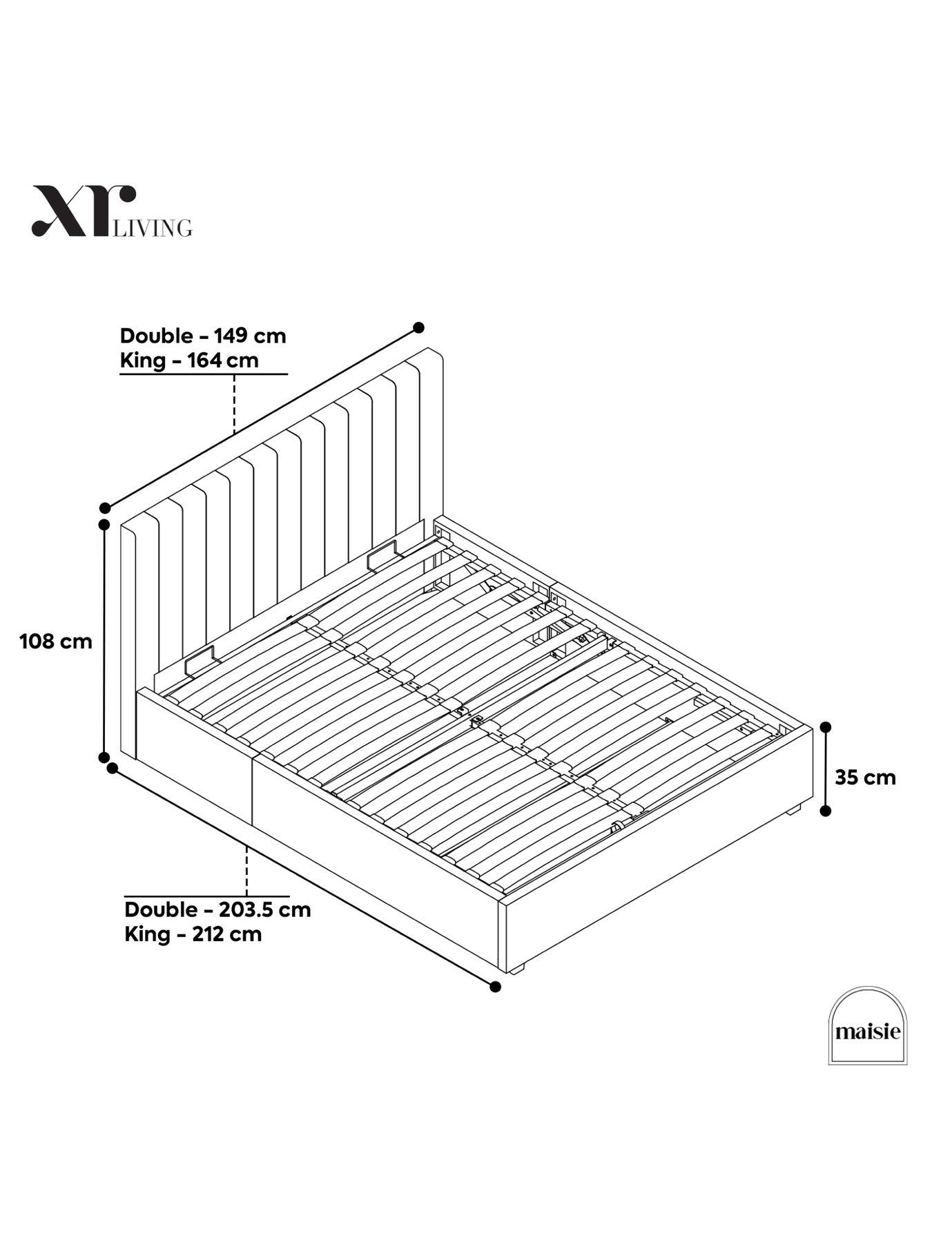 Image 7 of 8 of XR Living Maisie Velvet Ottoman Bed with Under Frame LED Lights &ndash; Navy