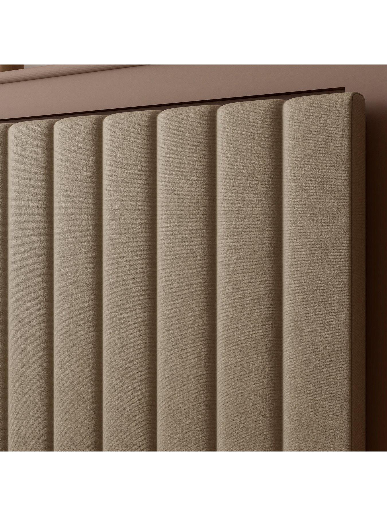Image 4 of 8 of XR Living Maisie Velvet Ottoman Bed with Under Frame LED Lights - Natural Stone