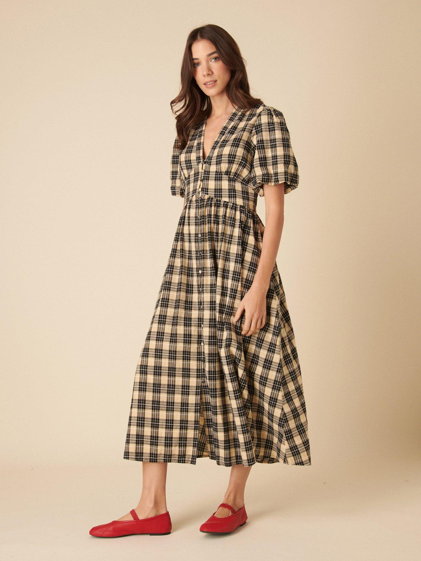  image of nobodys-child-starlight-check-midaxi-dress-multi