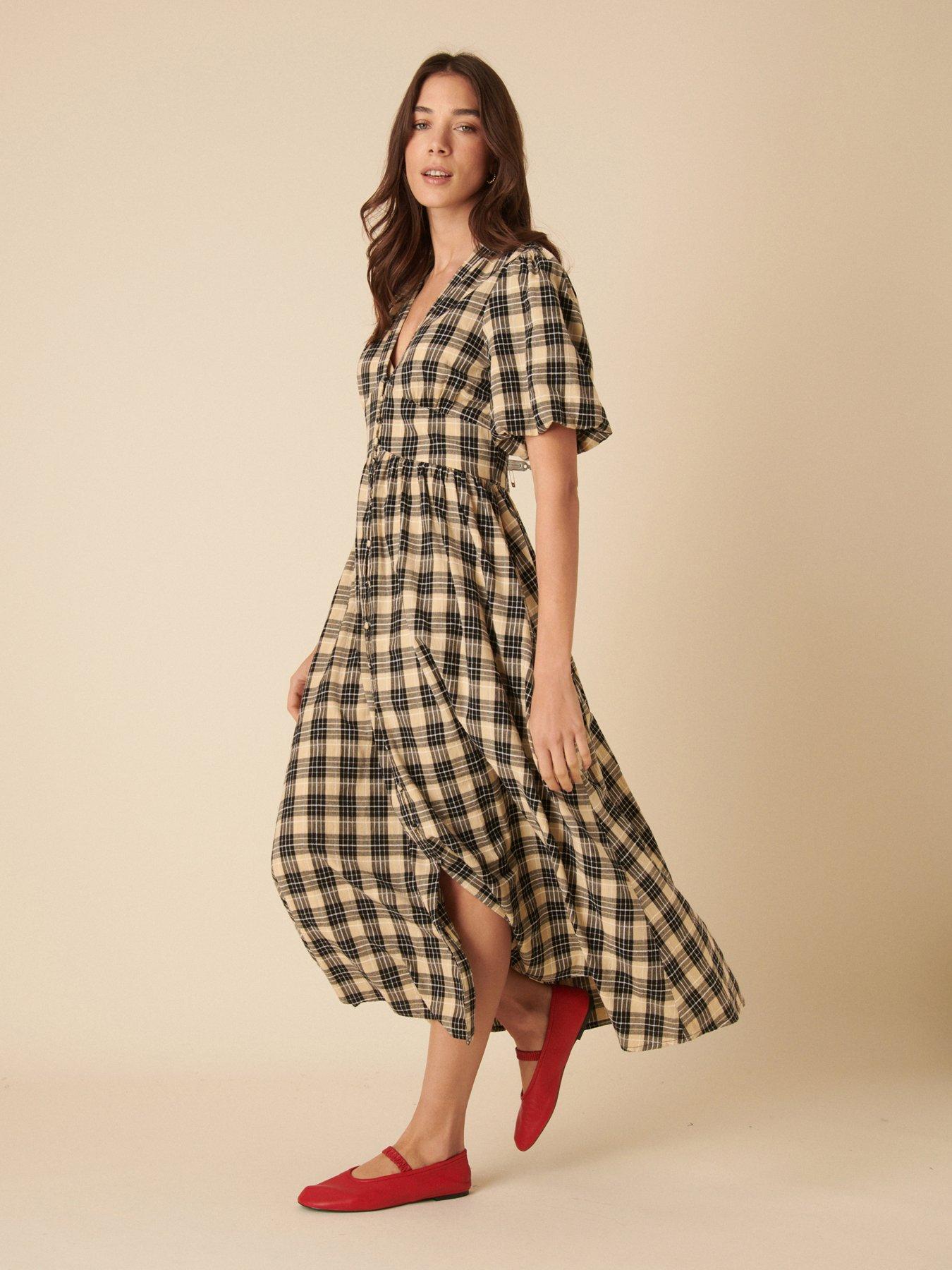  image of nobodys-child-starlight-check-midaxi-dress-multi