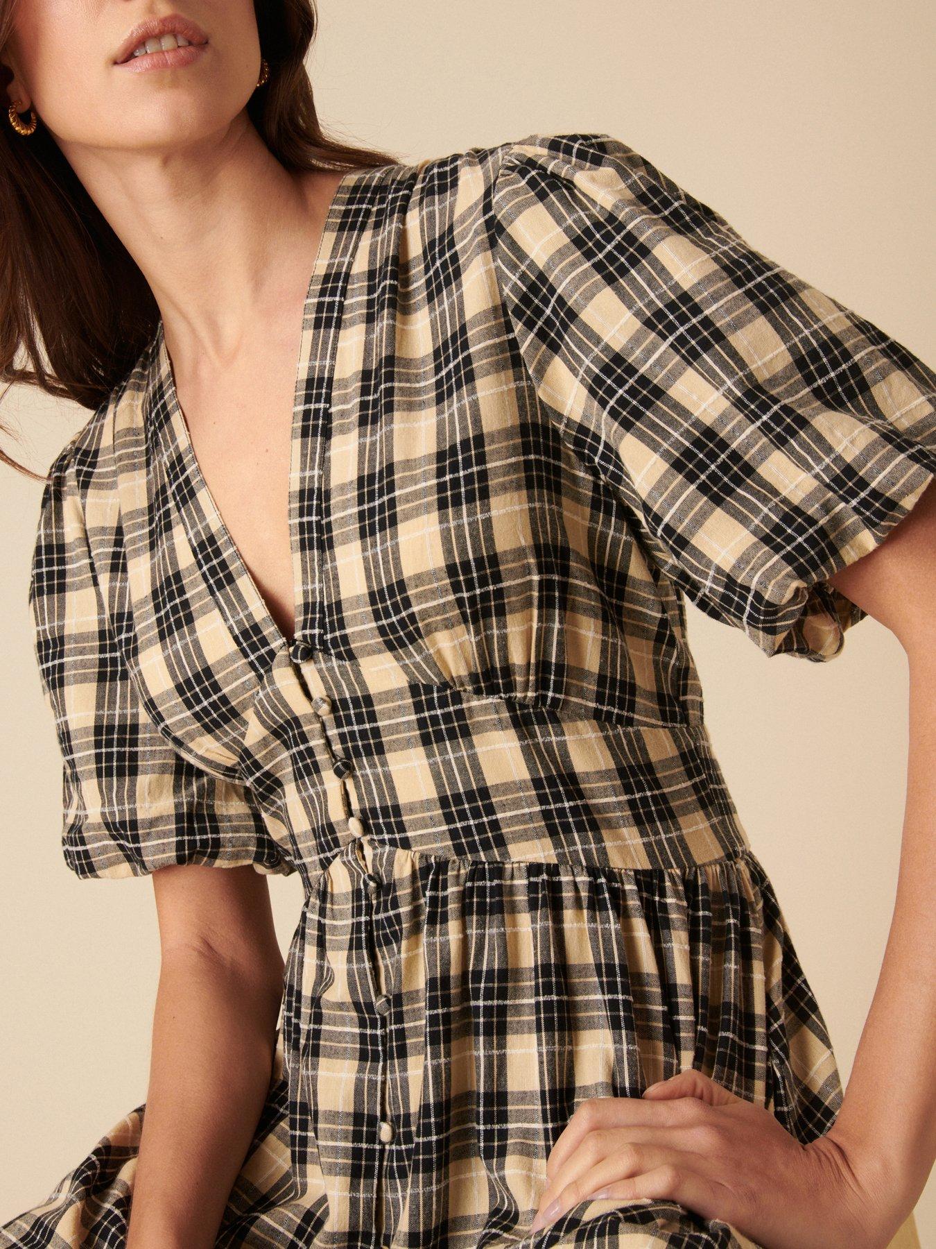  image of nobodys-child-starlight-check-midaxi-dress-multi