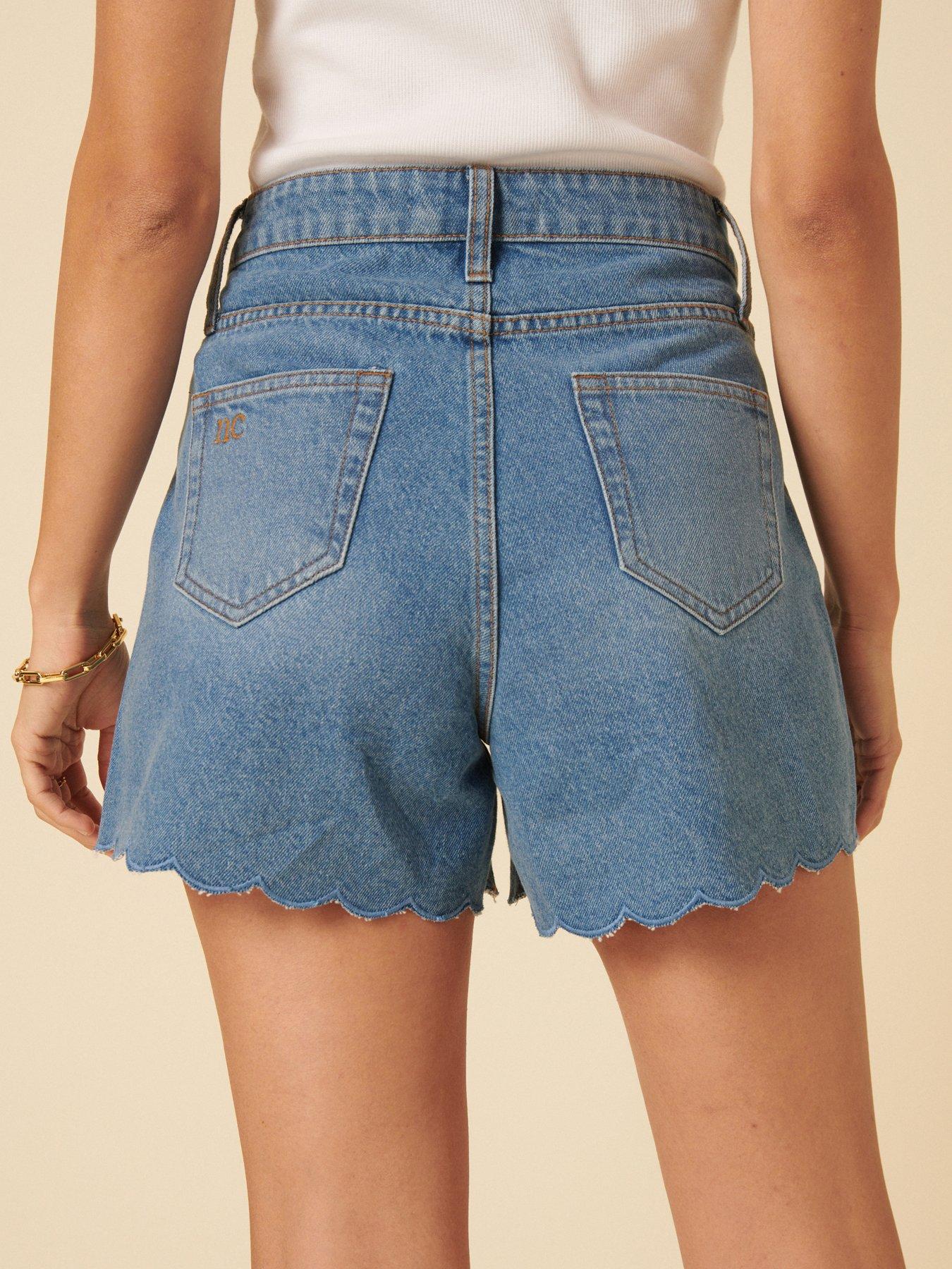stillFront image of nobodys-child-denim-scallop-short-blue