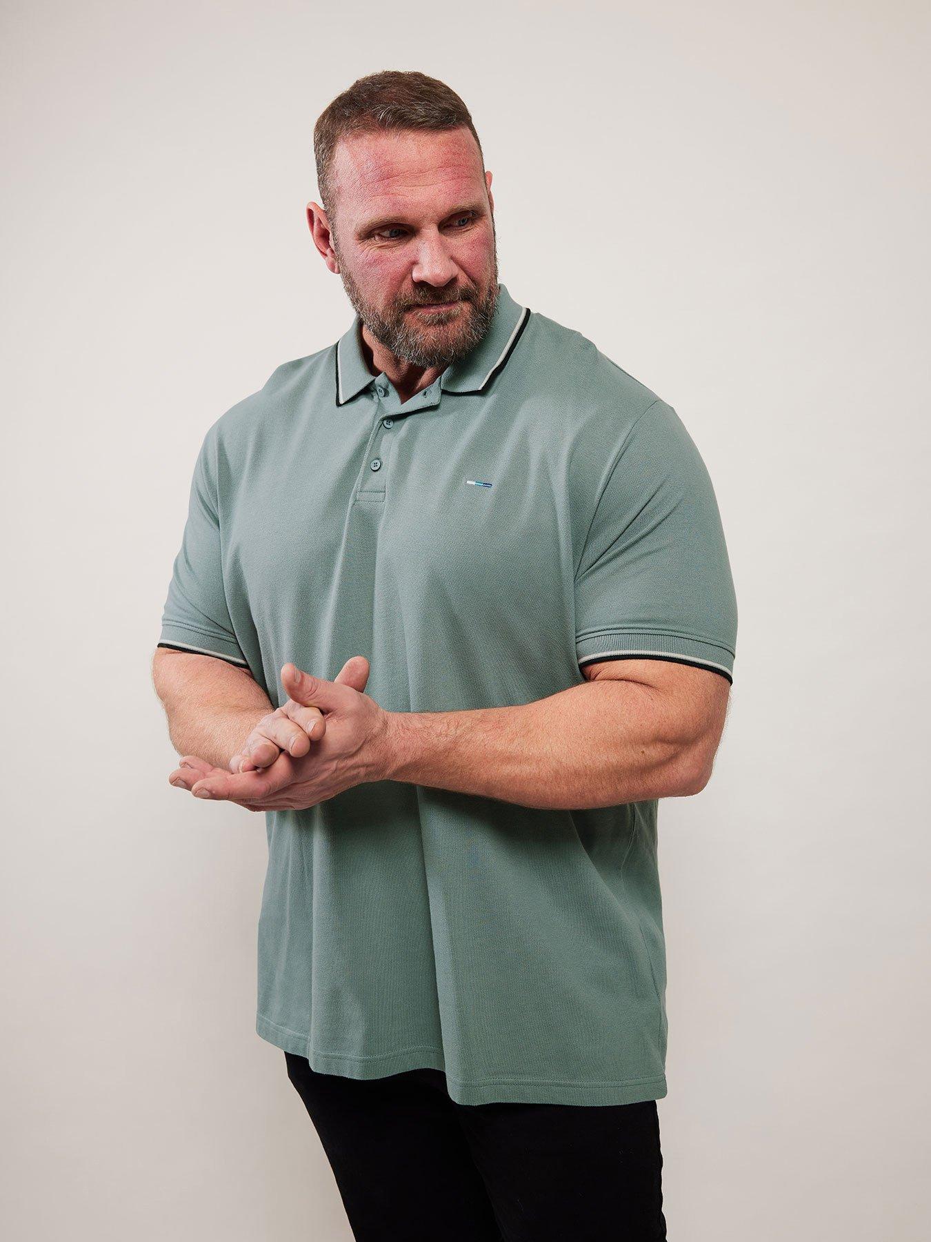  image of badrhino-pique-tipped-polo-shirt-green