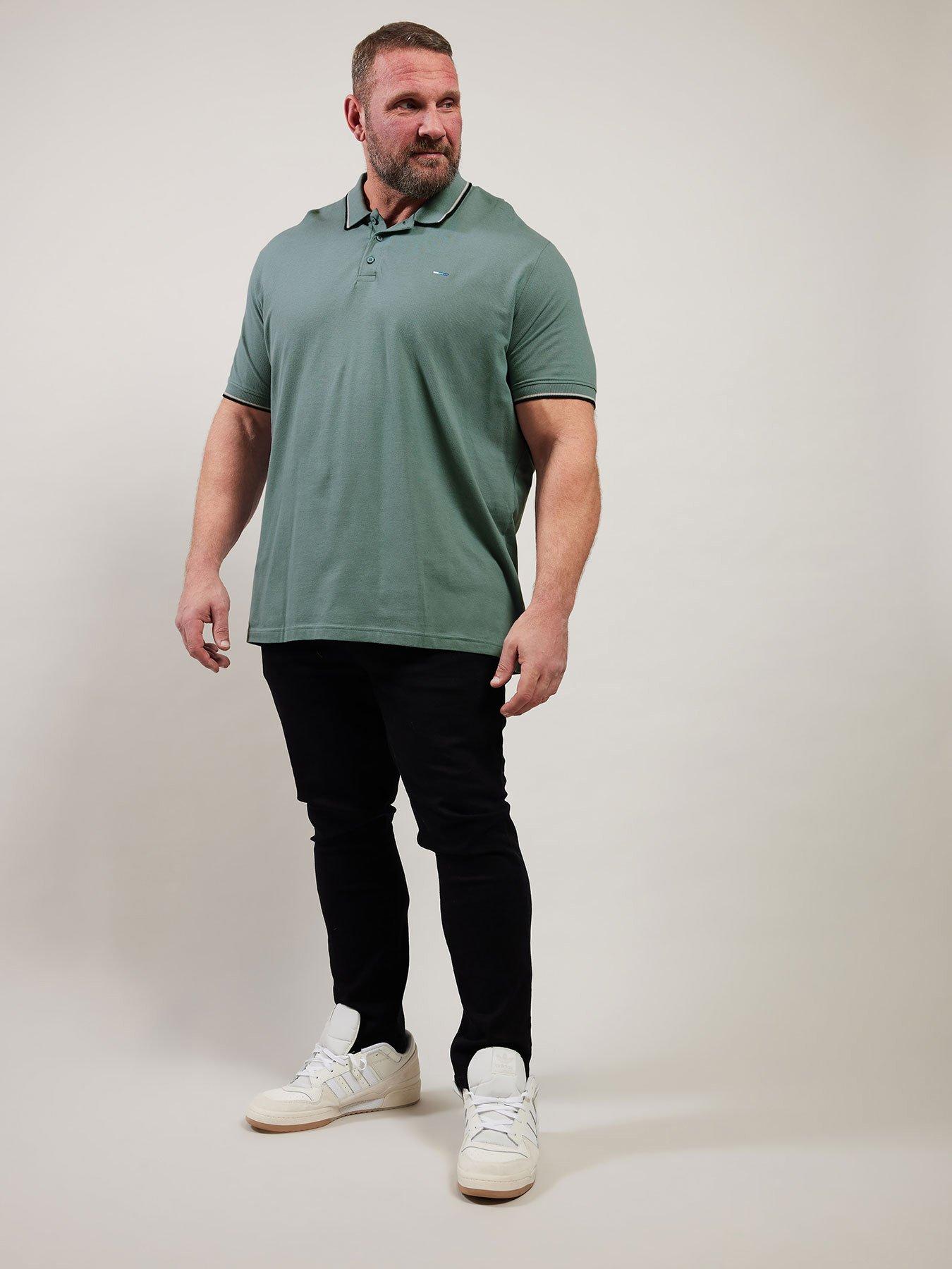  image of badrhino-pique-tipped-polo-shirt-green