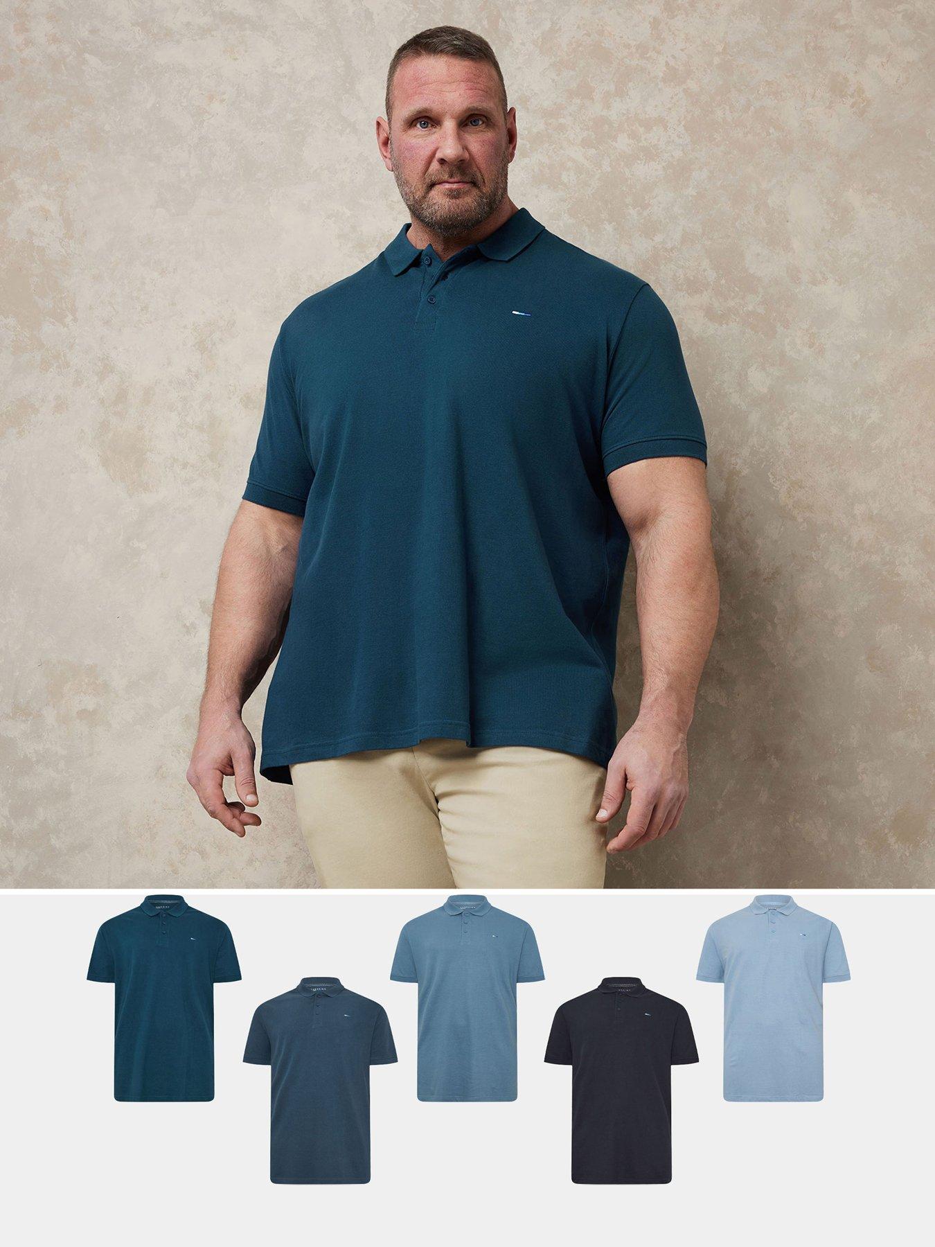 badrhino-5-pack-of-plain-pique-polo-shirt-blue