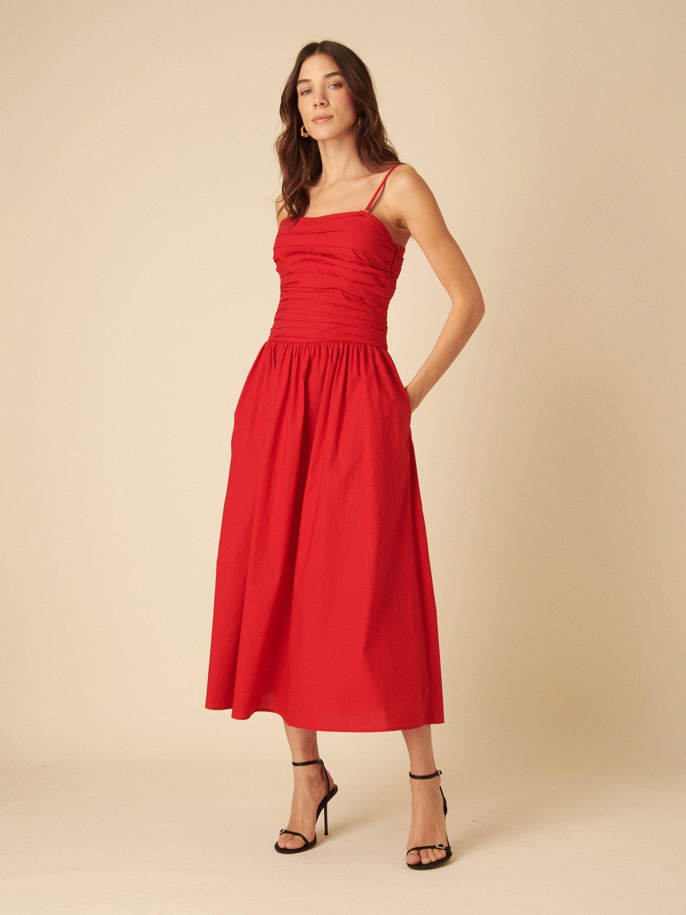  image of nobodys-child-felicity-midi-dress-black-red
