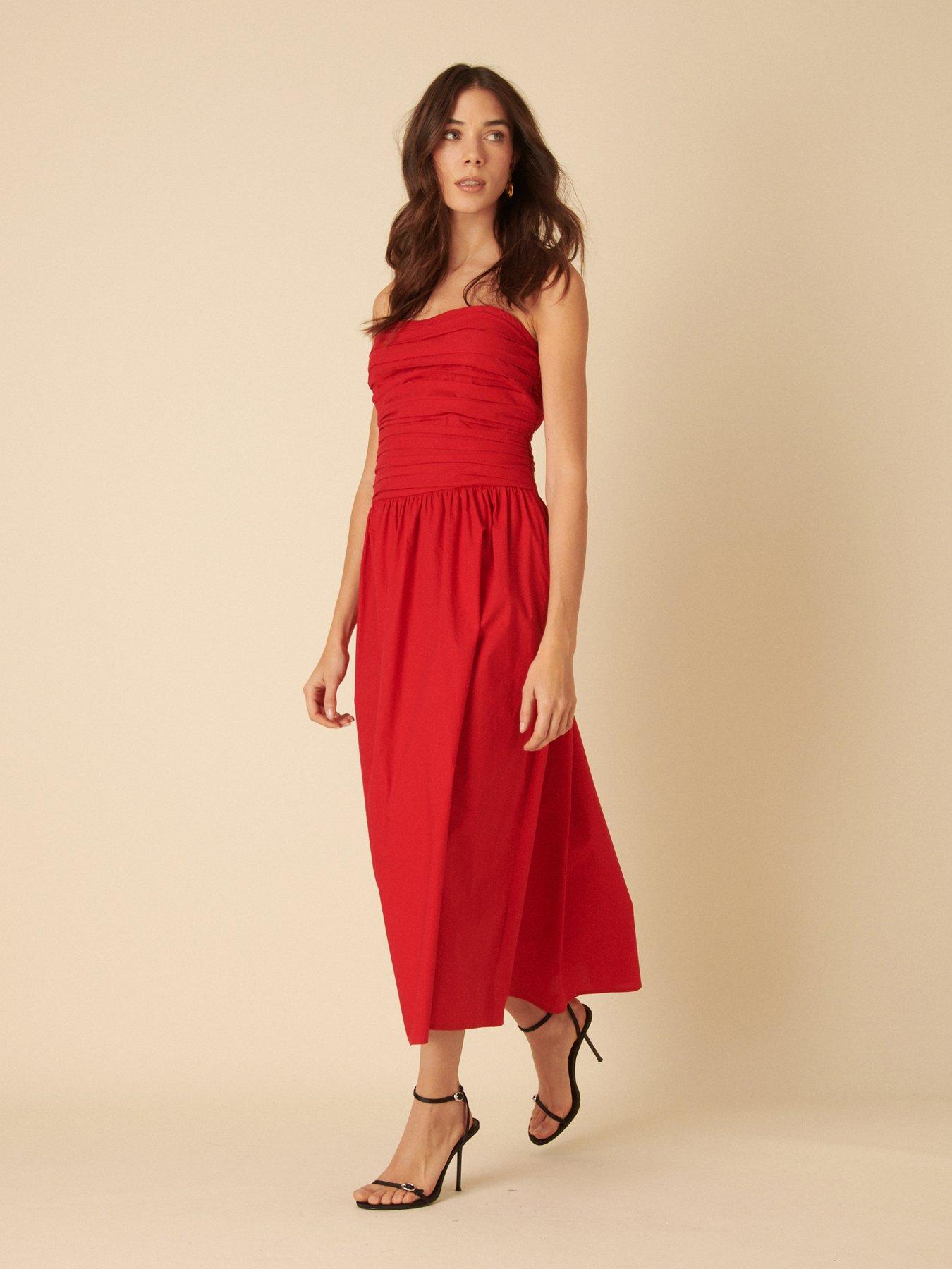  image of nobodys-child-felicity-midi-dress-black-red
