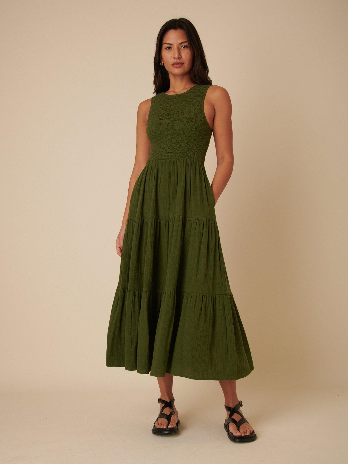 nobodys-child-sleeveless-midaxi-dress-khaki-green
