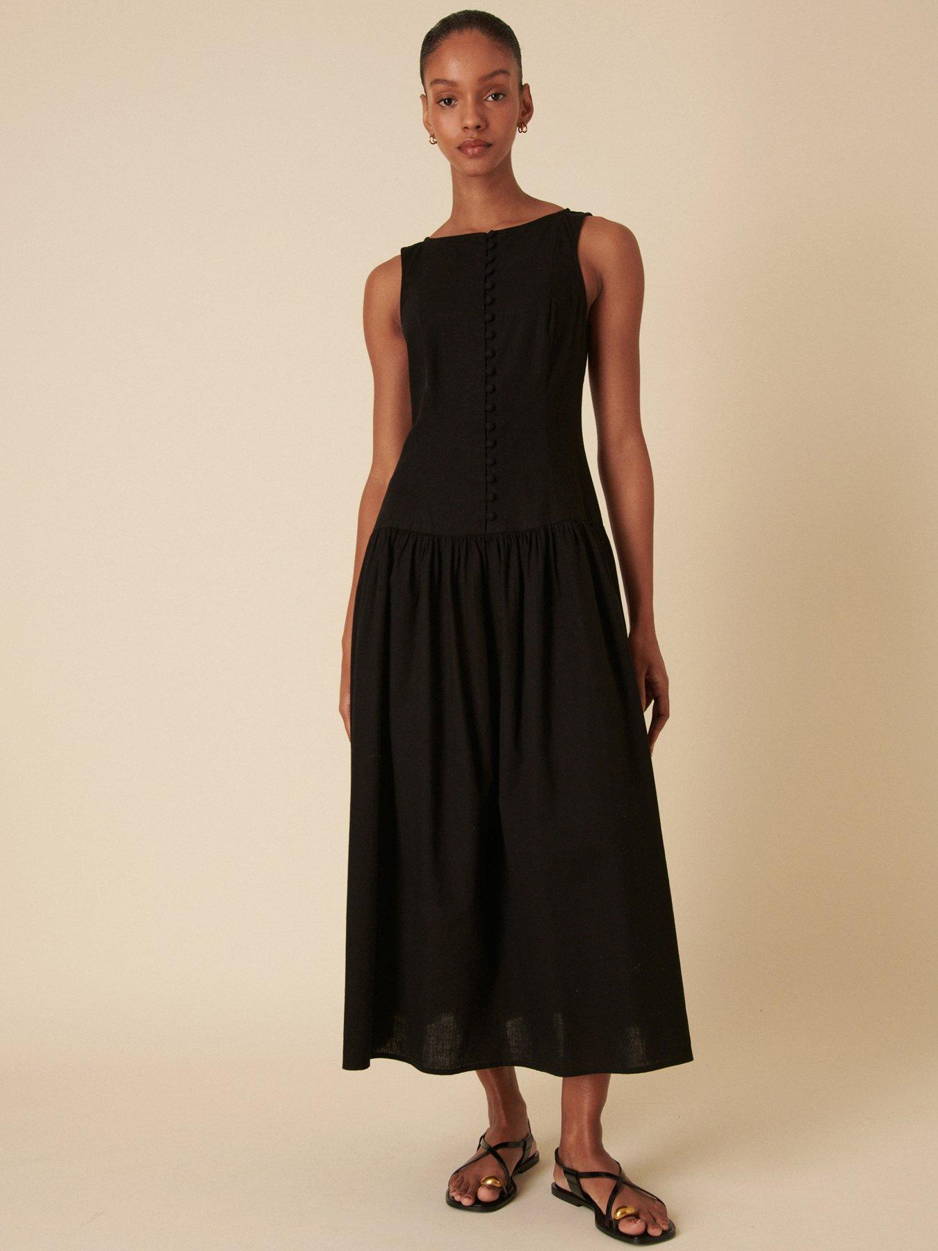 undefined Claudia Midi Dress - Black