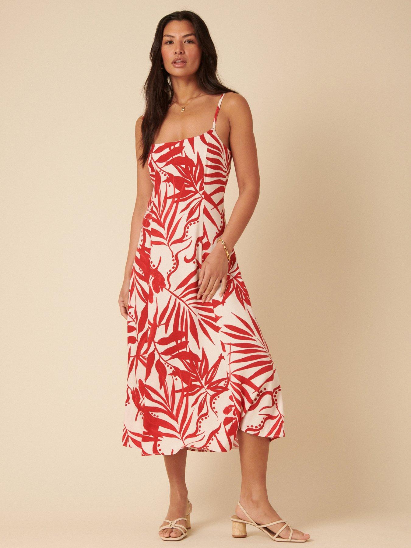 Nobodys Child Hibiscus Print Midi Dress - Red