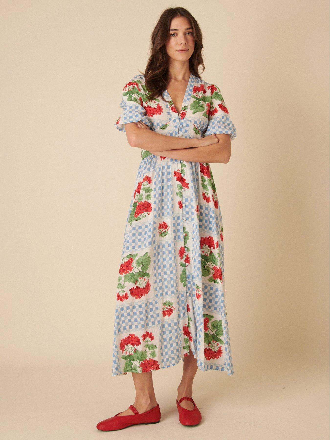 image of nobodys-child-starlight-floral-midaxi-dress-red
