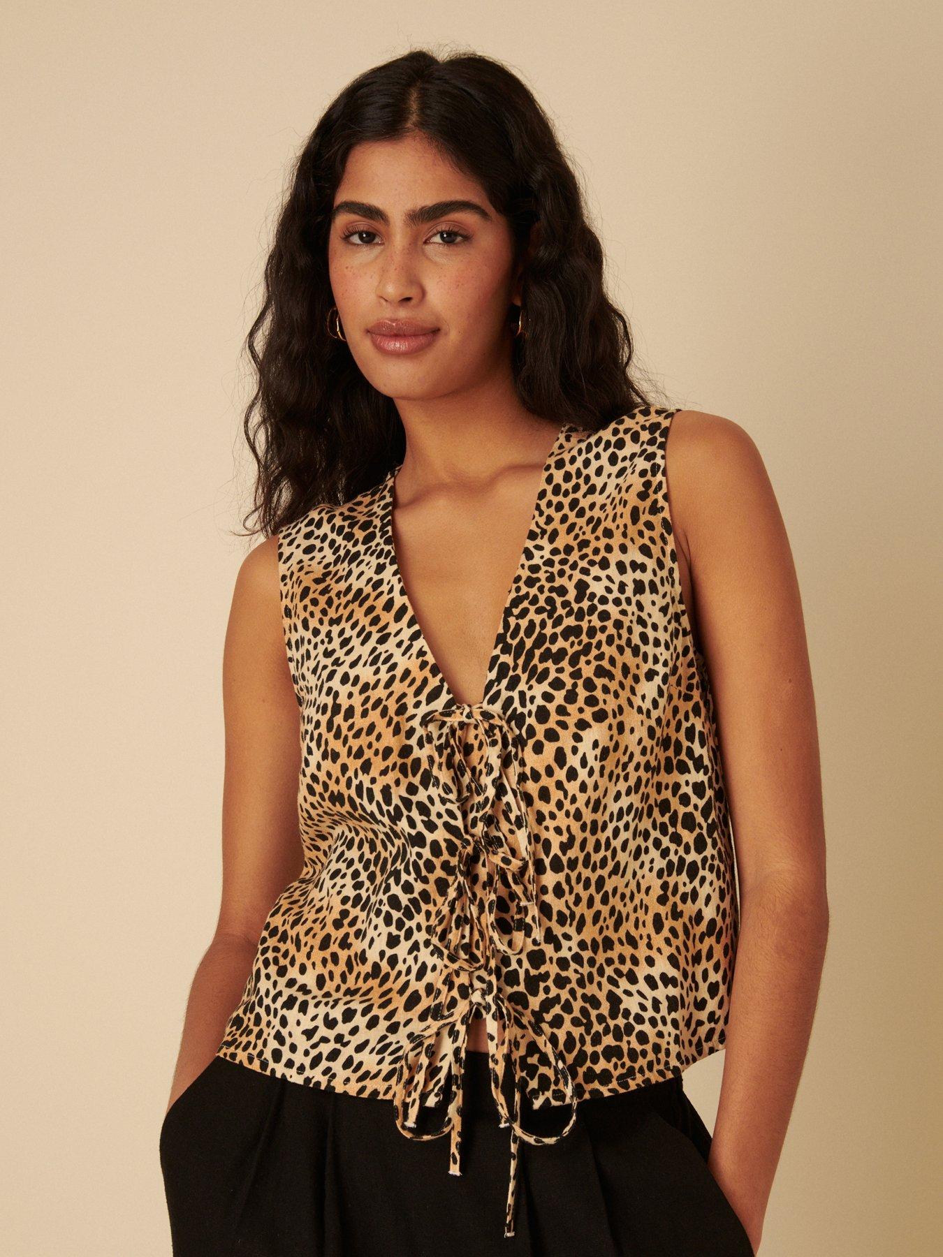 Image 1 of 4 of Nobodys Child Tessa Leopard Print Top - Print