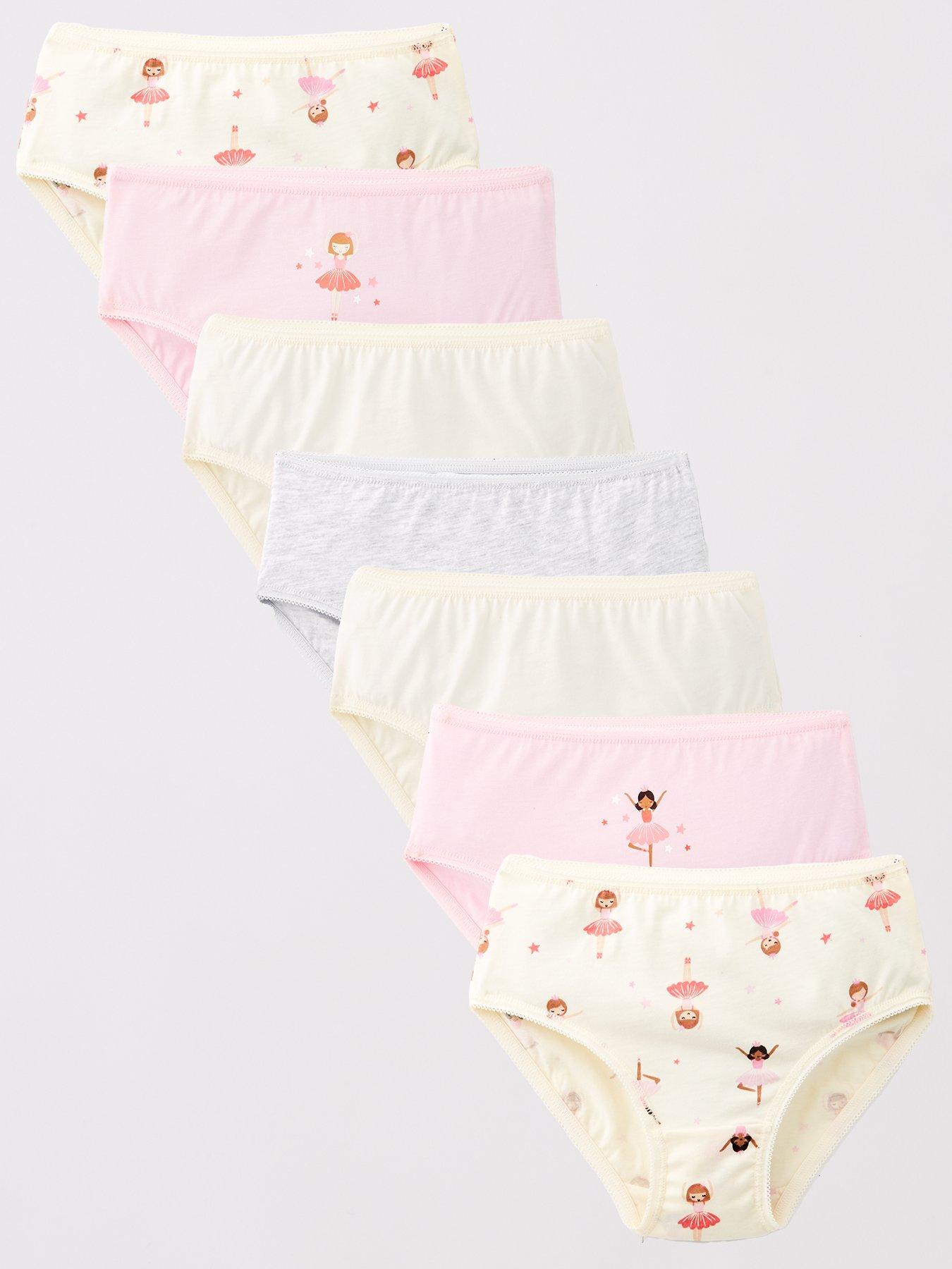 The Very Collection Girls 7 Pack Briefs - Ballerina Print