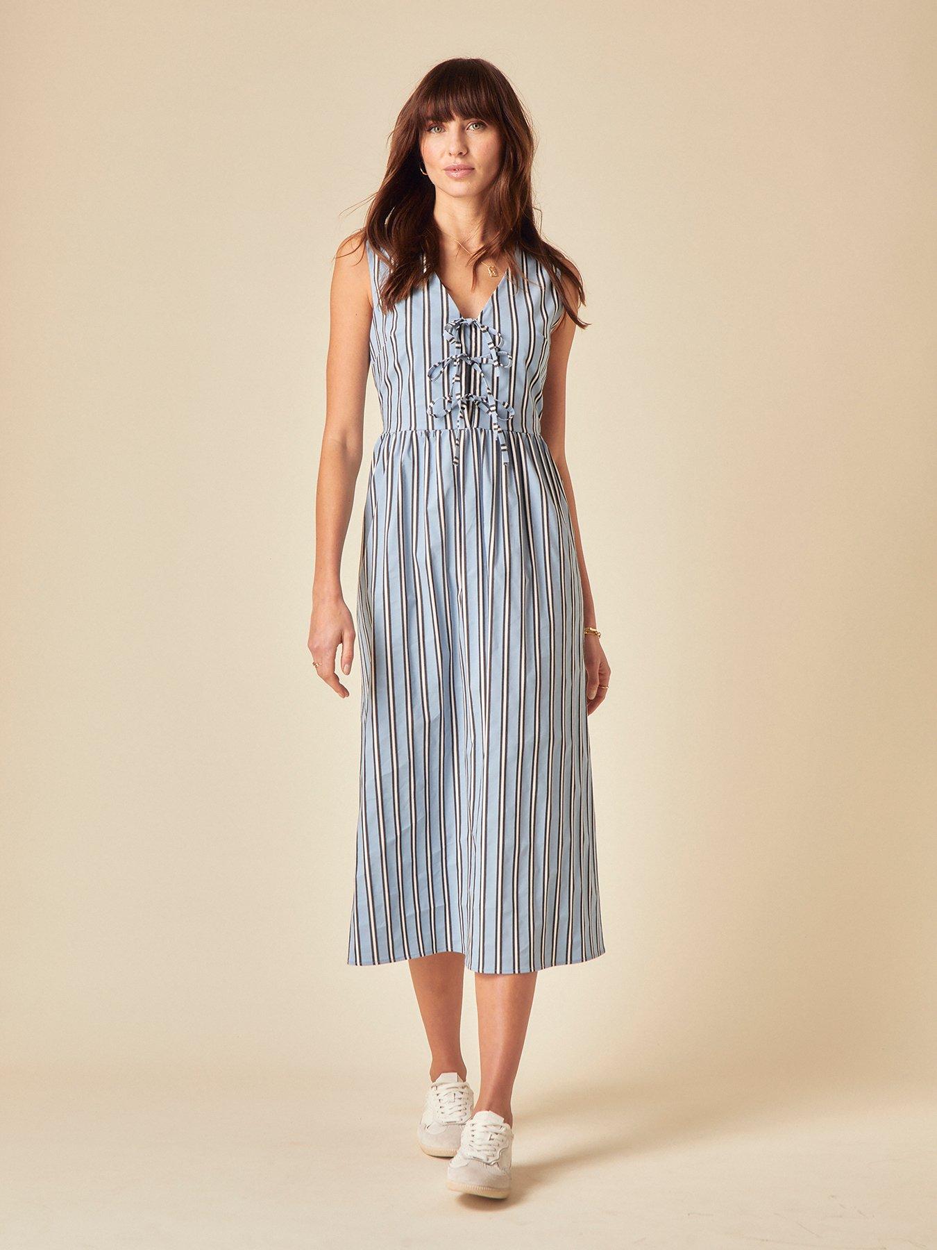  image of nobodys-child-posey-stripe-midi-dress-multi
