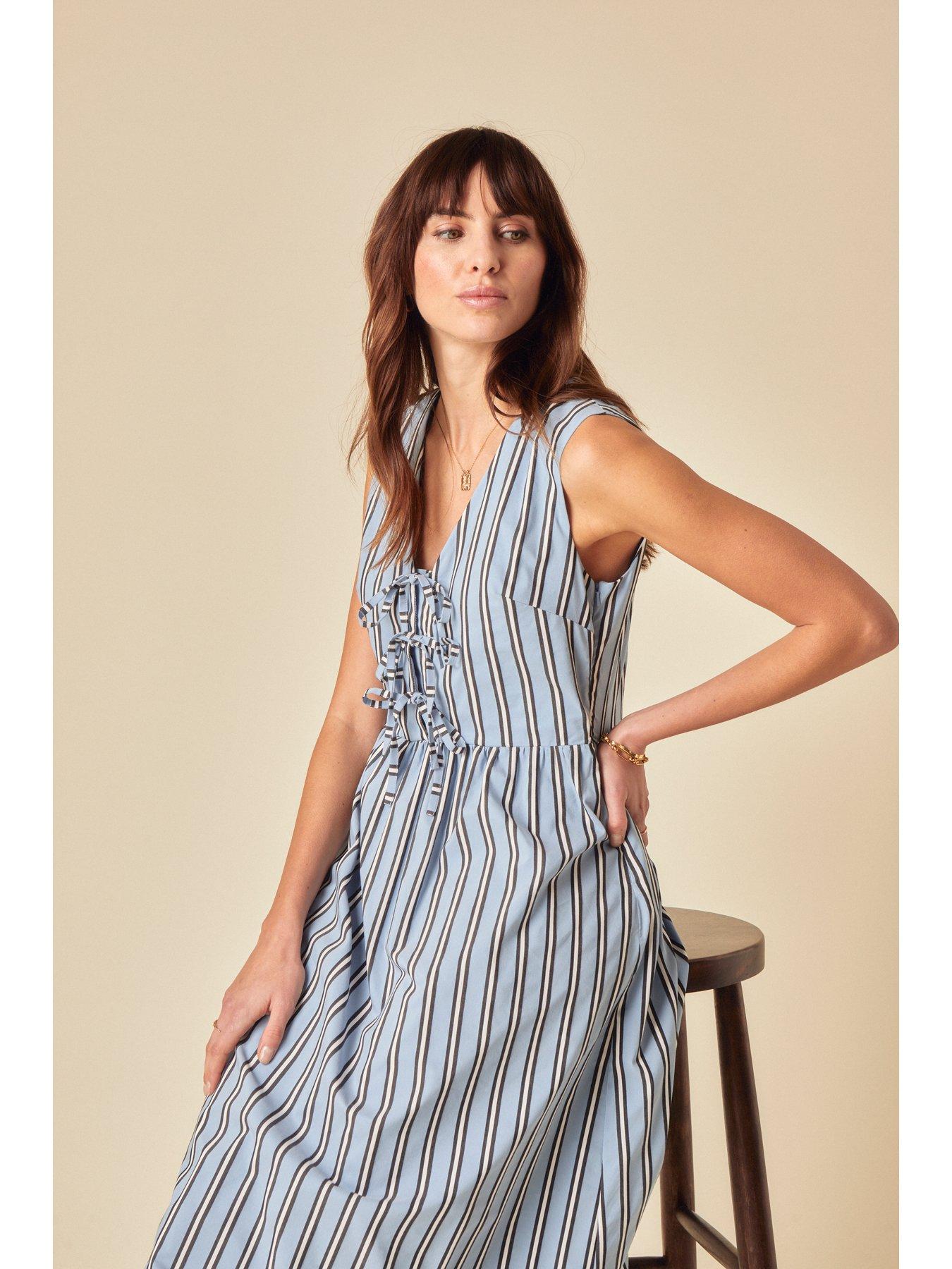  image of nobodys-child-posey-stripe-midi-dress-multi