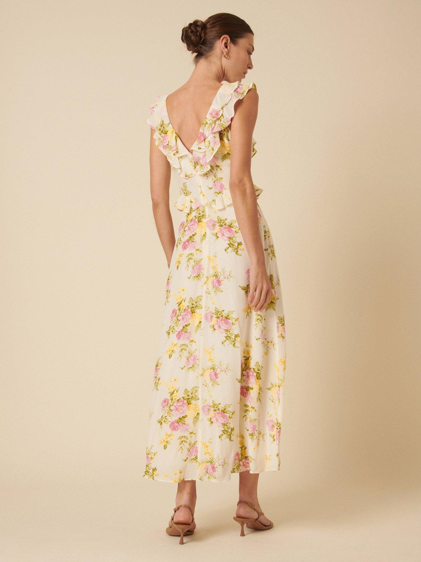  image of nobodys-child-voila-floral-midi-dress-white