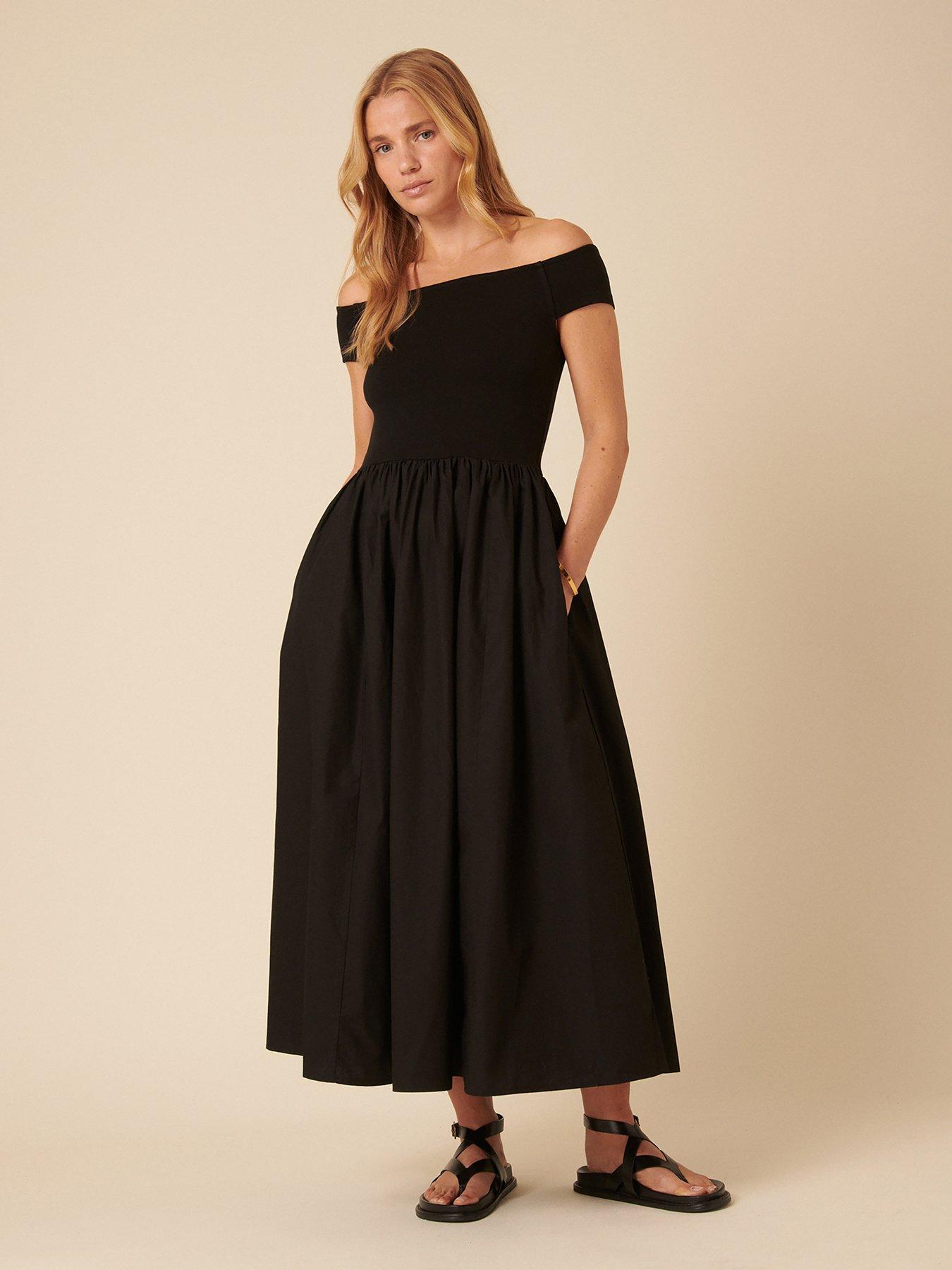 nobodys-child-bardot-midi-dress-black