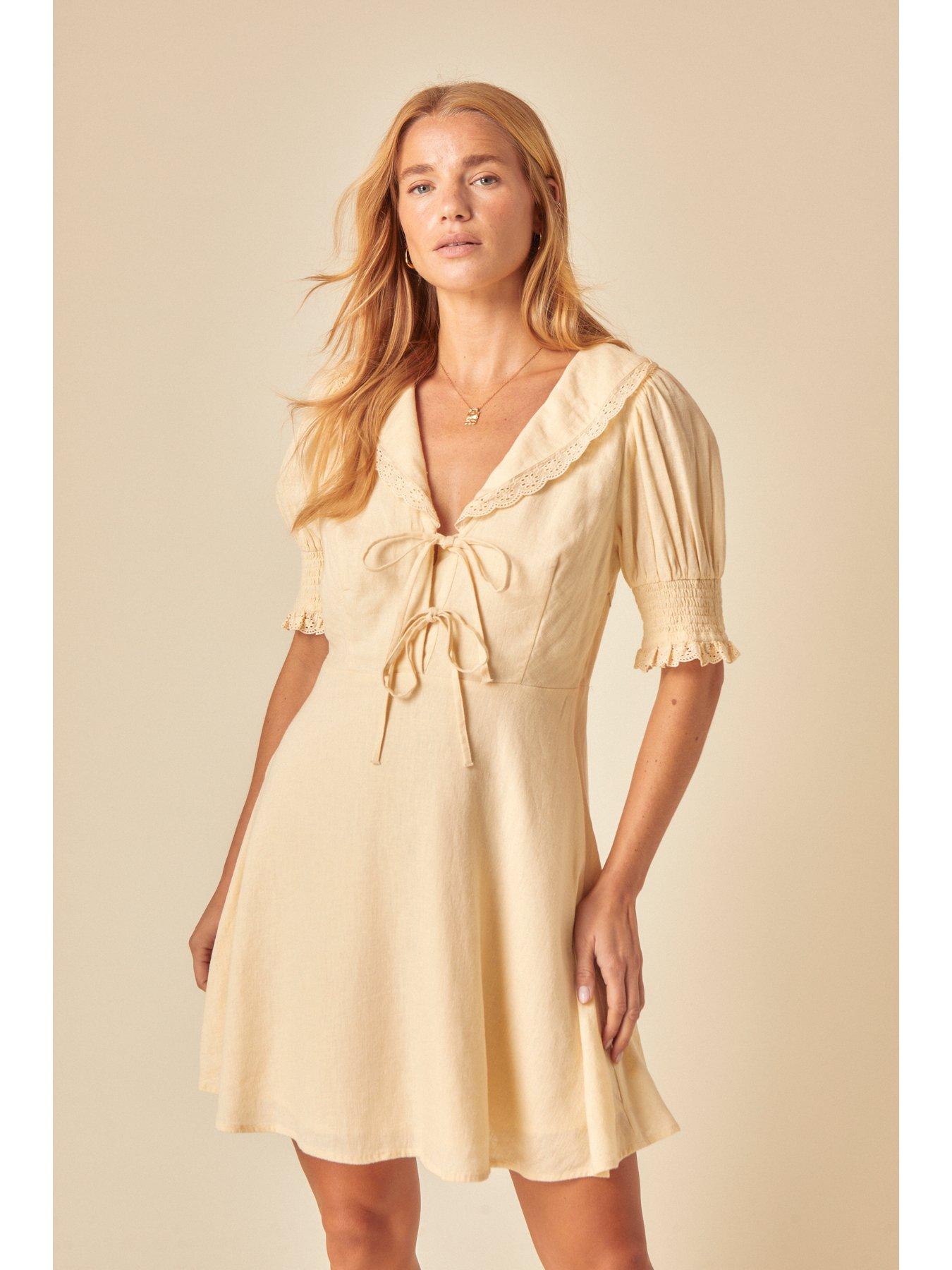 stillFront image of nobodys-child-louise-mini-dress-yellow