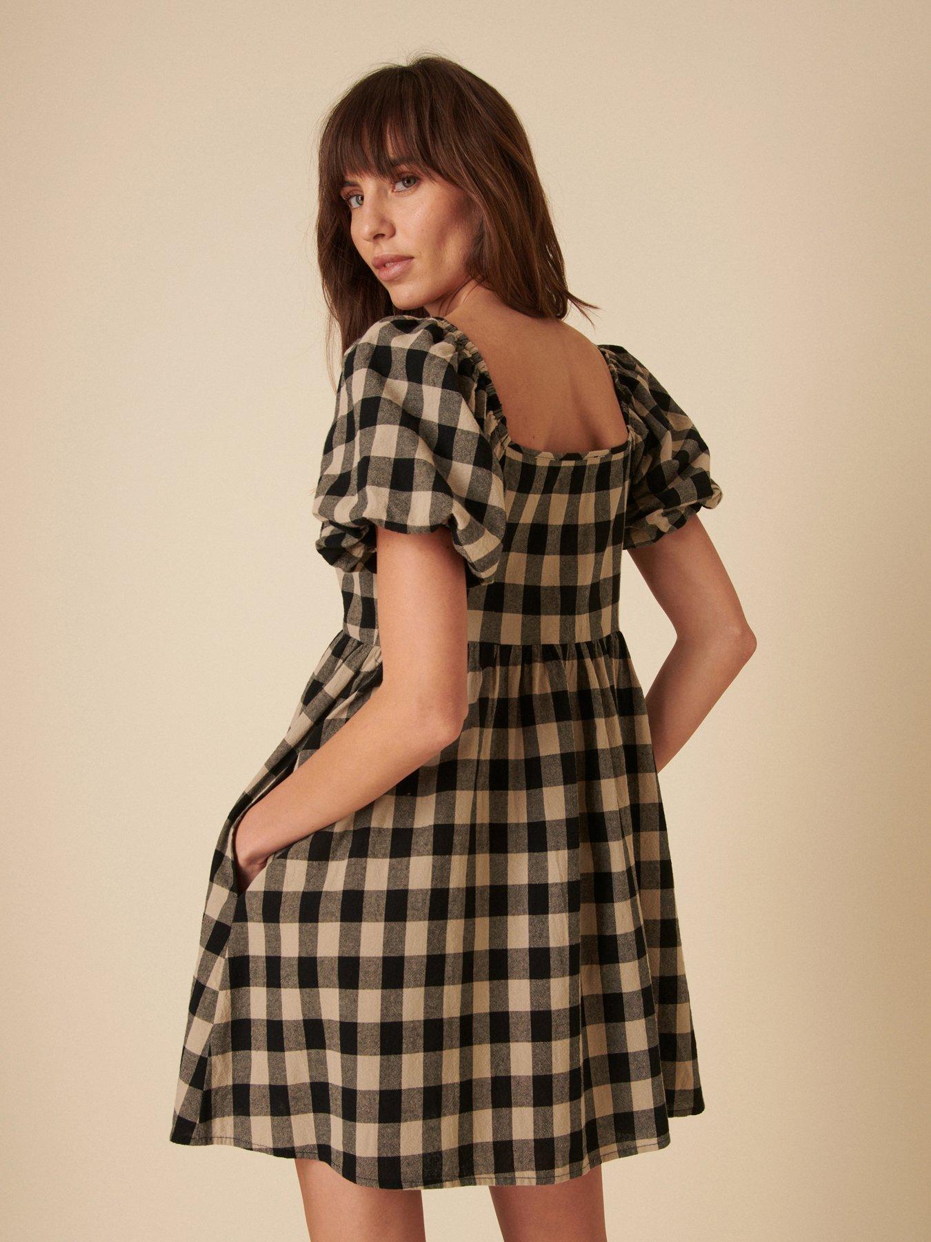  image of nobodys-child-joanna-gingham-mini-dress-black