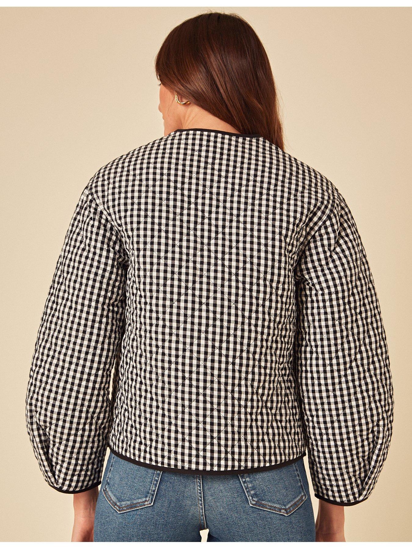  image of nobodys-child-gingham-quilted-jacket-monochrome