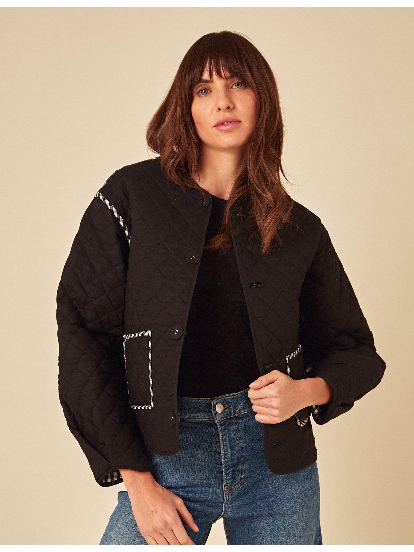  image of nobodys-child-gingham-quilted-jacket-monochrome